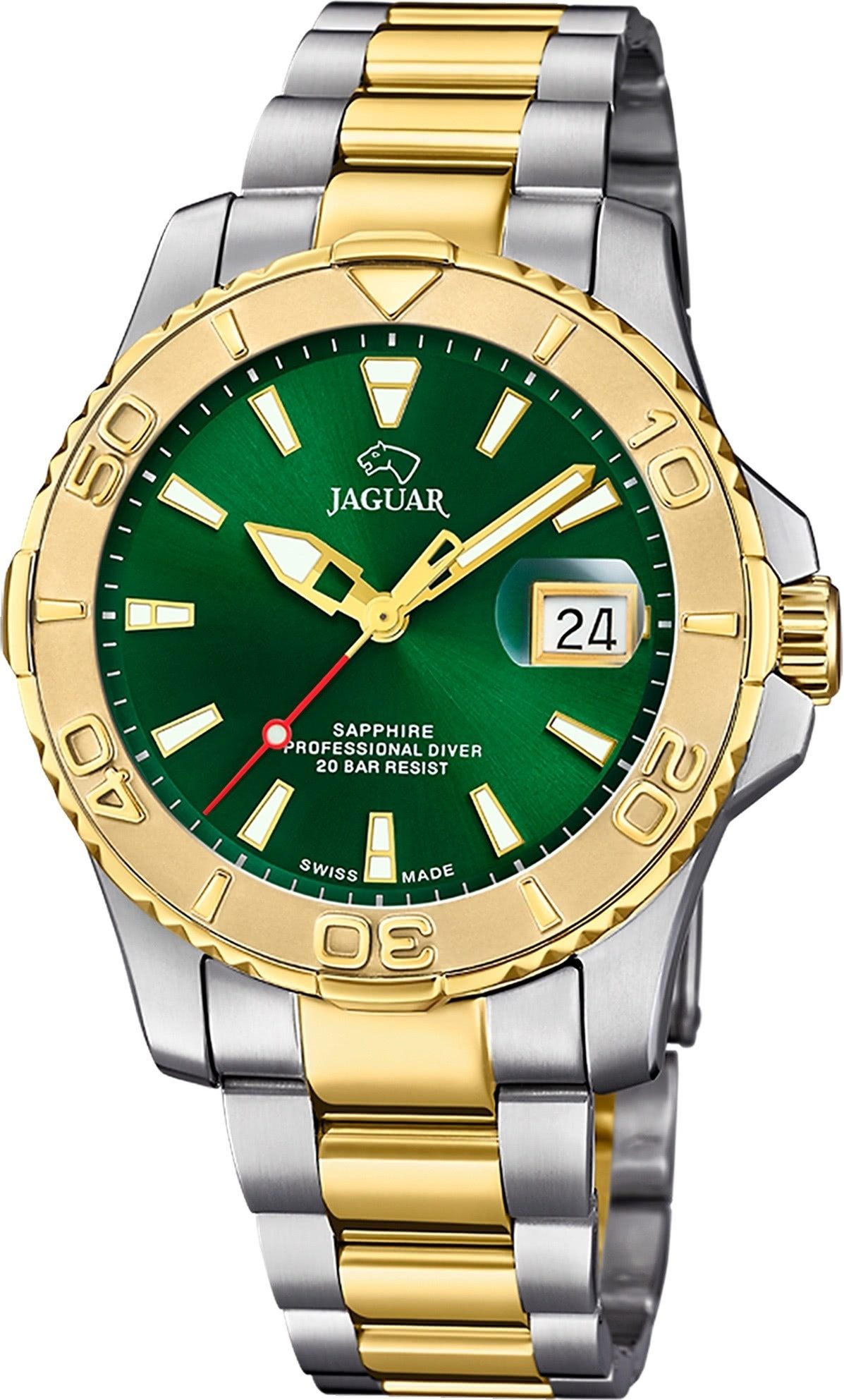 Quarzuhr Jaguar Herrenuhr Edelstahl silber gold