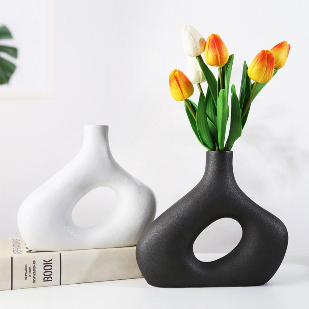 zggzerg Dekovase Keramik Vase, Wohnzimmer, Dekozweige Vasen für Schwarz Deko Pampasgras