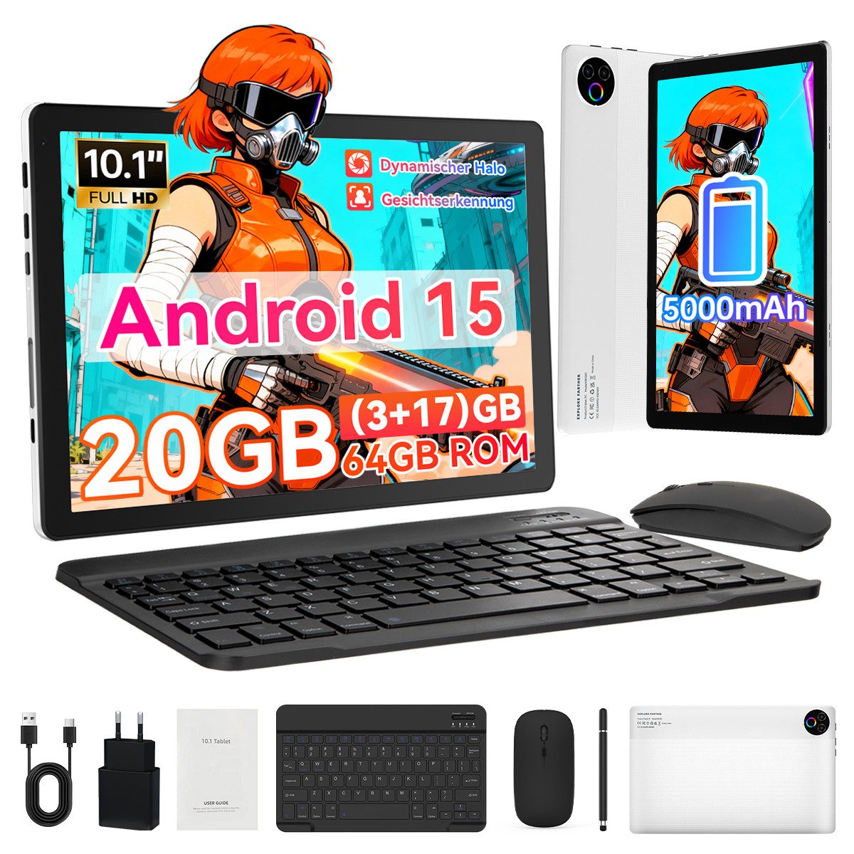 BUFO 10 Zoll 64 GB 1280x800 IPS Maus Tastatur Handschrift Stift Set Tablet (10", 64 GB, Android, WiFi, Dual-Kamera)