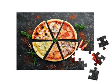 puzzleYOU Puzzle Sortiment von Pizza in Scheiben, 48 Puzzleteile, puzzleYOU-Kollektionen Küche, Essen und Trinken