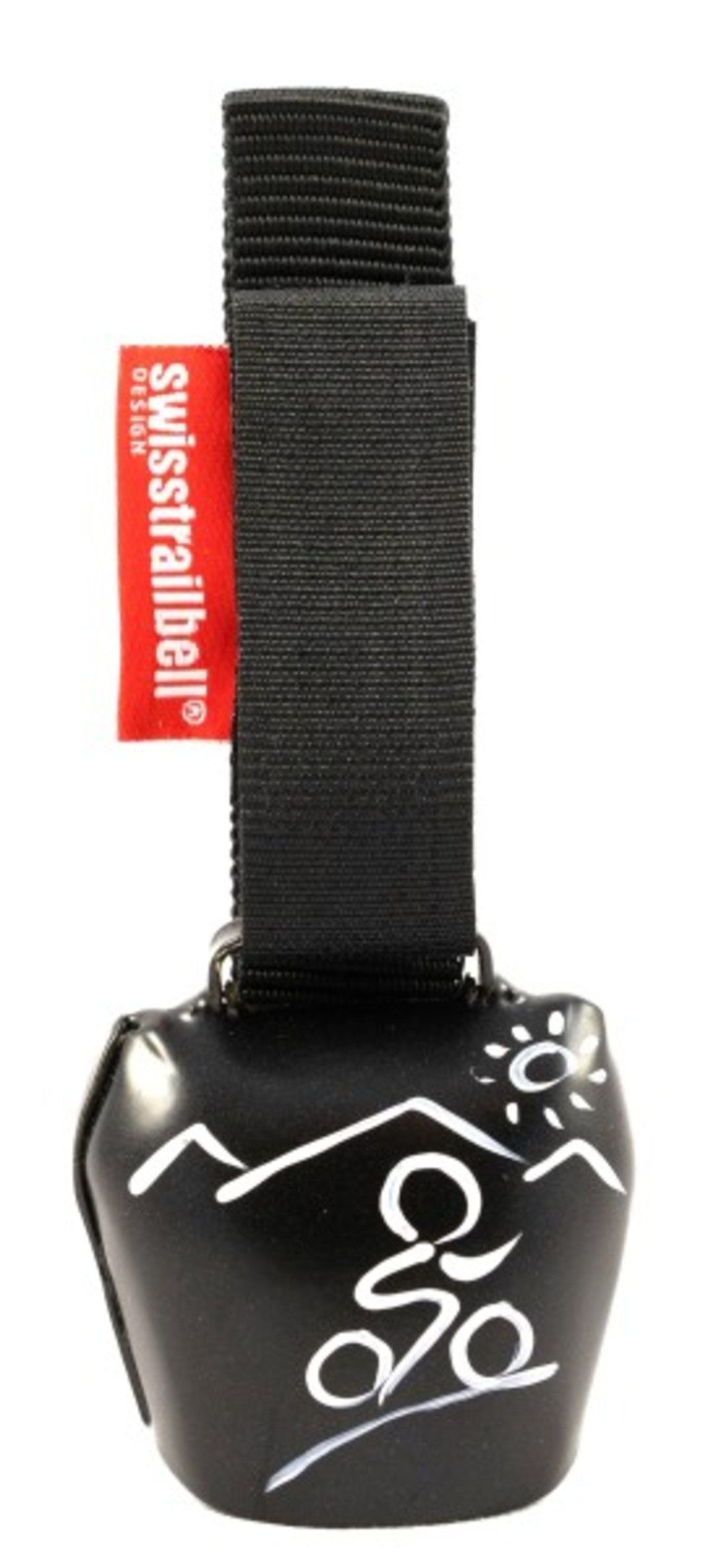 swisstrailbell Fahrradklingel Deep Black mit weißem Mountainbiker, Trailbell, Bear Bell