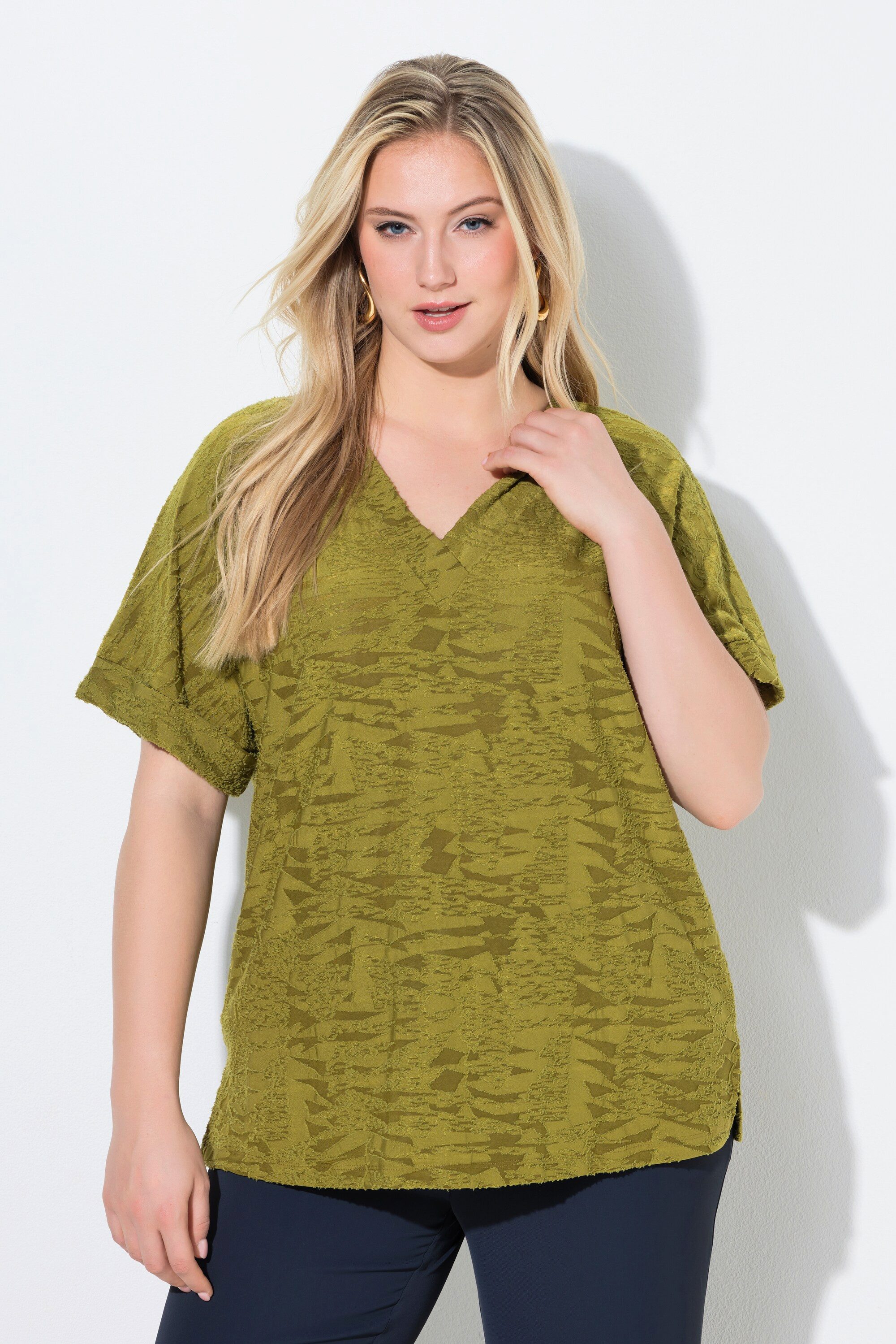 T-Shirt T-Shirt Oversized V-Ausschnitt Halbarm