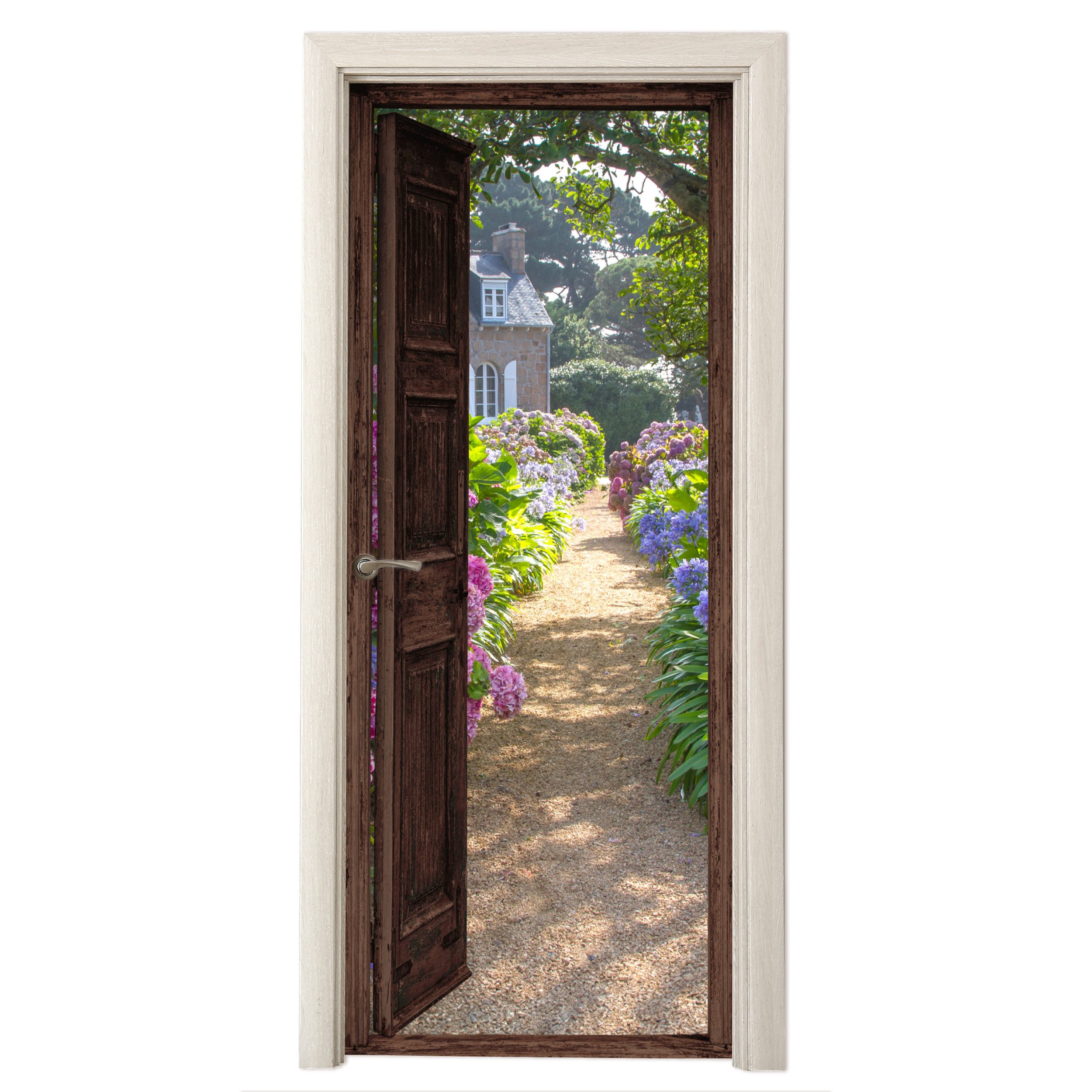 MuchoWow Türtapete Ansicht - Hortensie - Tür - Blumen - Natur, Matt, bedruc günstig online kaufen