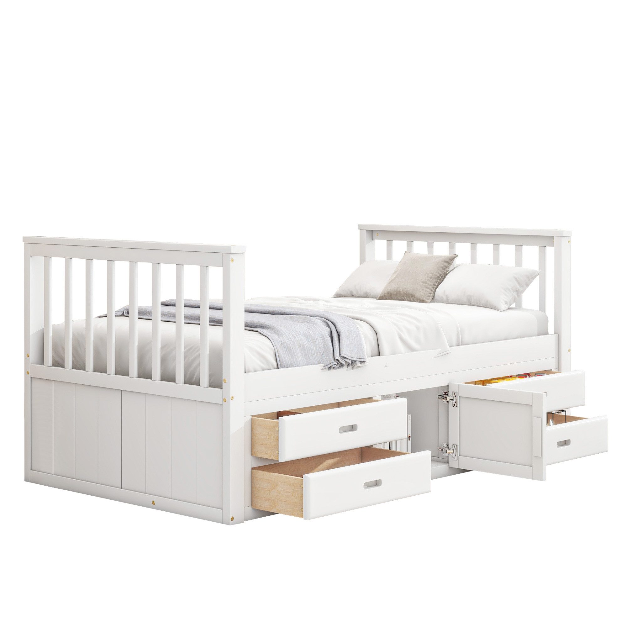 Flieks Massivholzbett, Einzelbett Kinderbett 90x200cm mit günstig online kaufen