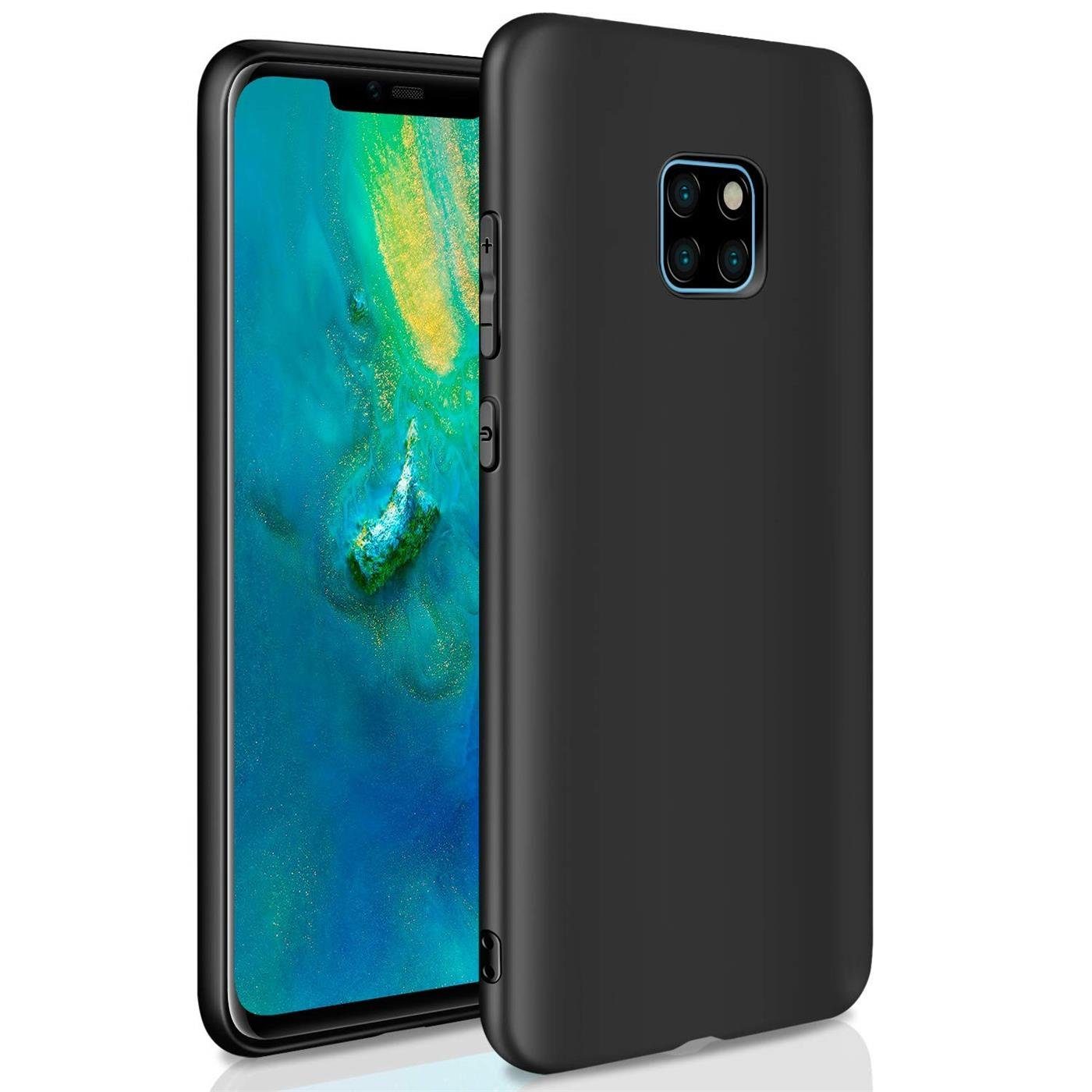 CoolGadget Handyhülle Handy Schutzhülle für Huawei Mate 20 Pro matt schwarz 6,4 Zoll, Silikon TPU Hülle Schutz Tasche Cover schlicht Slim Case