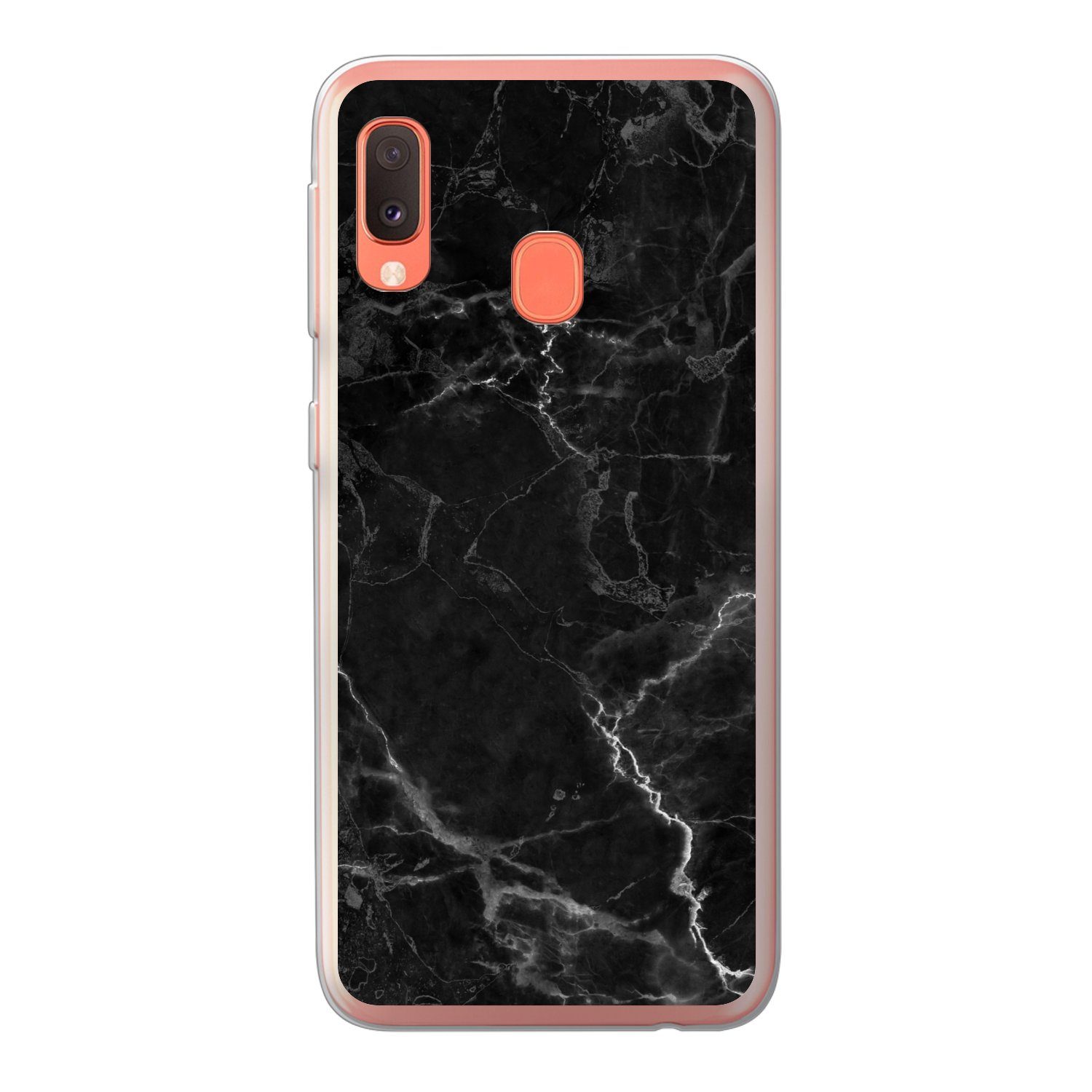 MuchoWow Handyhülle für Samsung Galaxy A20e Marmor - Schwarz - Weiß - Textur - Marmoroptik, Smartphone-Bumper, Print, Handy Schutzhülle Dünn