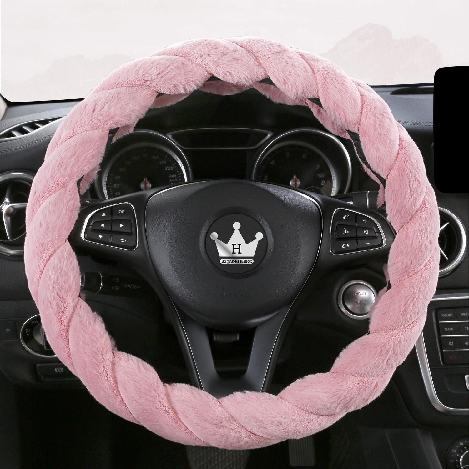 LuxusKollektion Lenkradbezug Lenkradbezug Auto Plüsch rutschfest Damen Rosa Standardgröße(37-38cm)