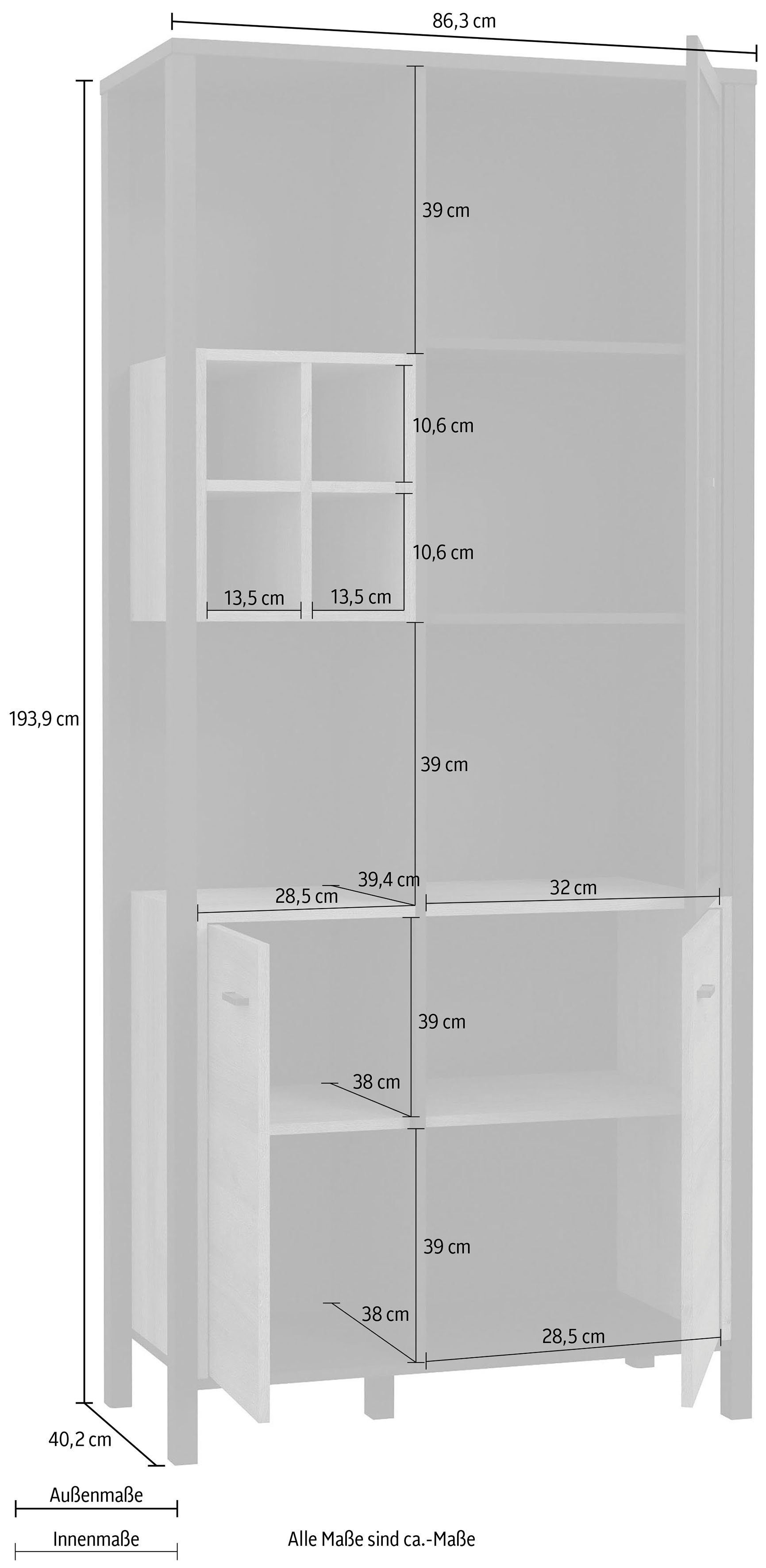 Höhe Vitrine 193 cm FORTE ca.