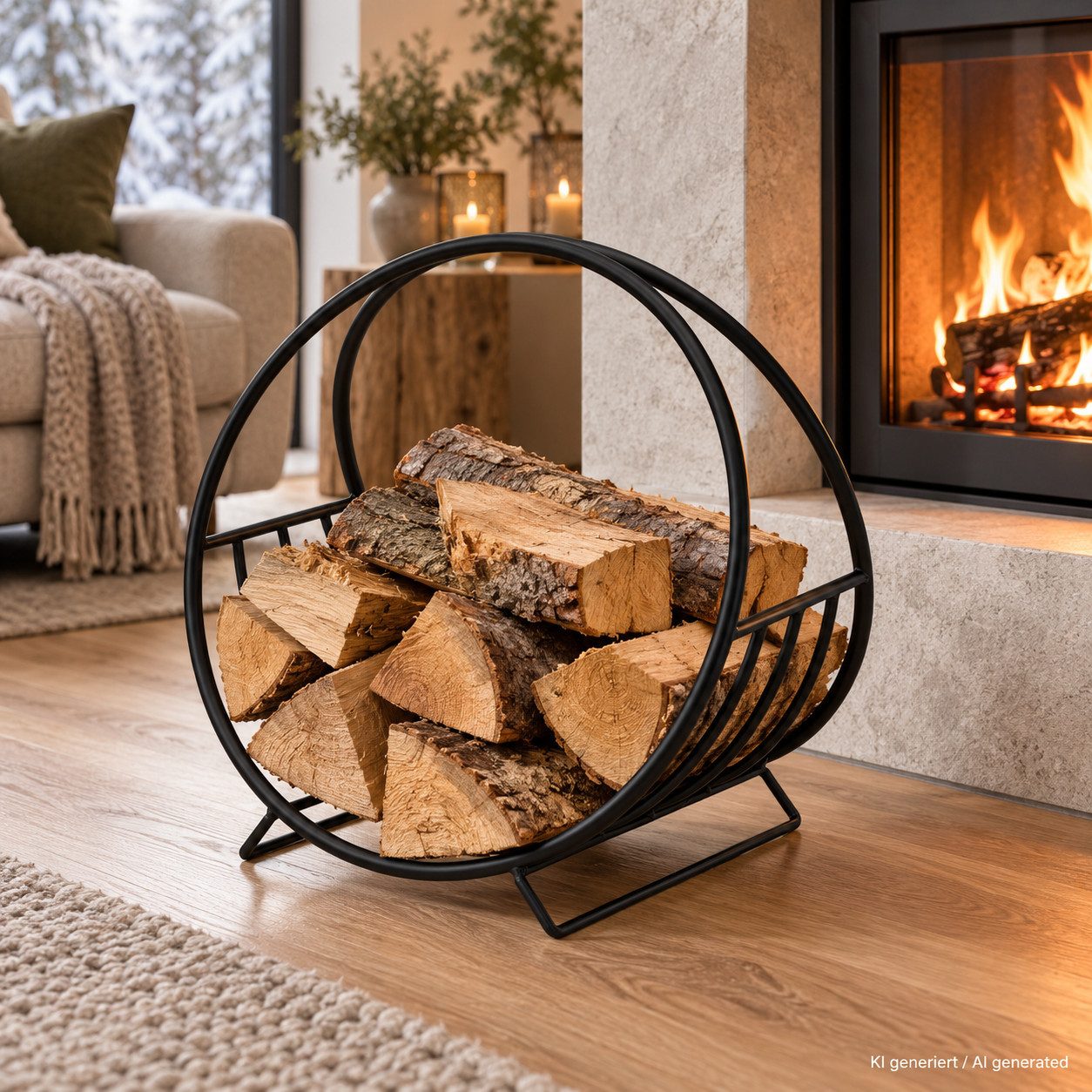 matrasa Kaminholzregal BASKET Metall schwarz Kaminholzständer Feuerholz Regal Kaminholzregal, BxTxH:50x40x50 cm, vollständig montiert