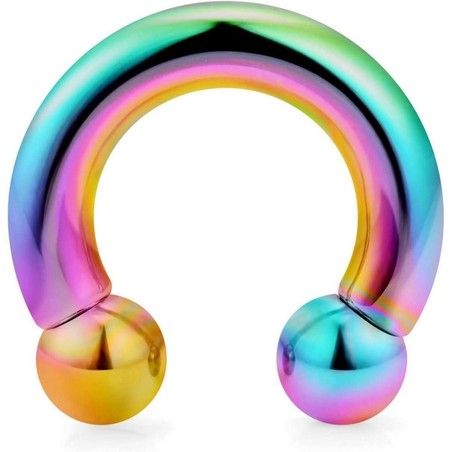 Briana Williams Piercing-Set Regenbogen Hufeisen Circular Barbell Ring 316L Edelstahl Piercing 16mm