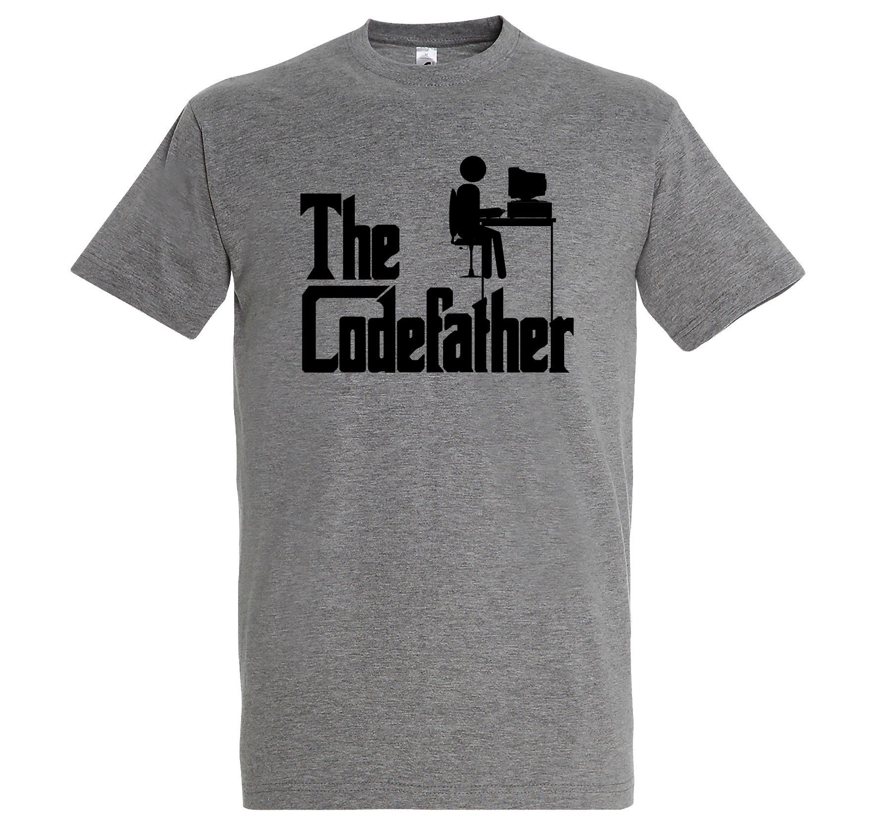 Youth Designz T-Shirt The Codefather Herren T-Shirt mit lustigem Frontprint Grau