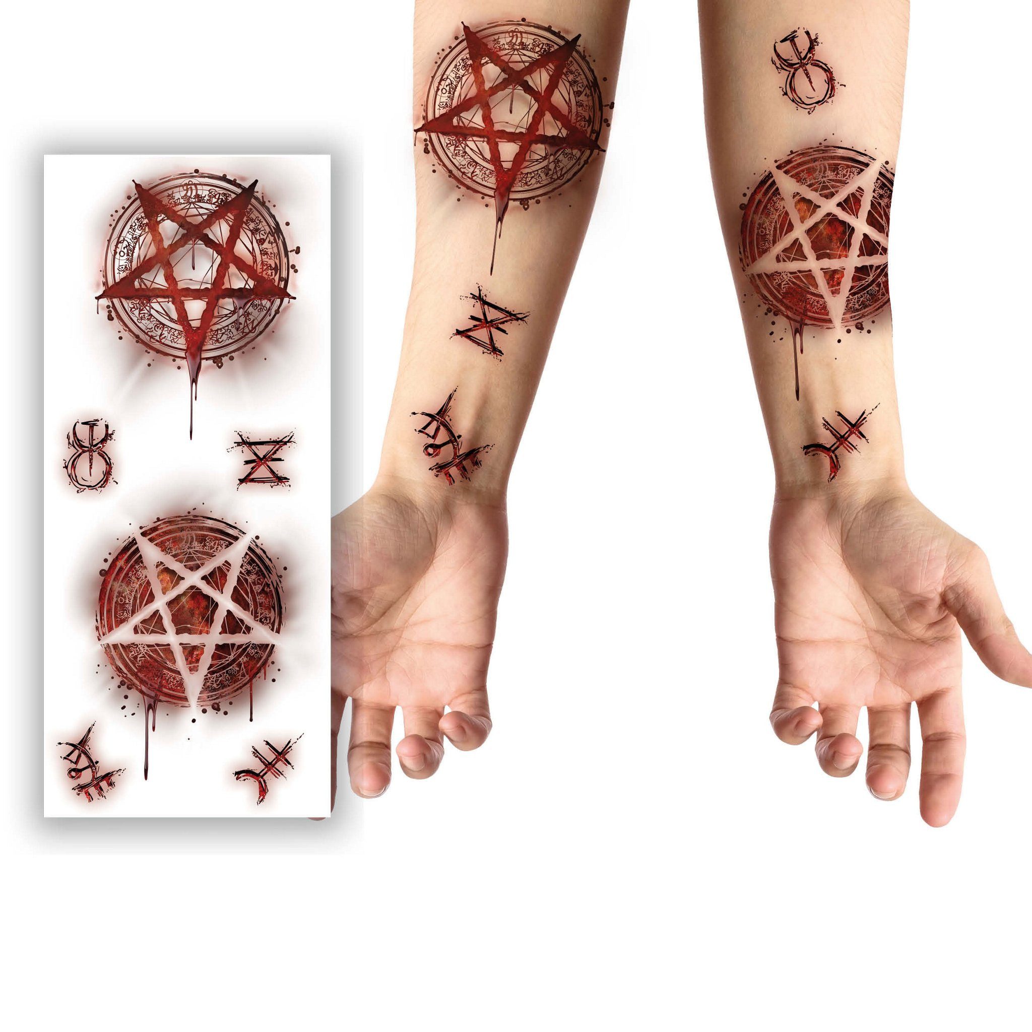 Theaterschminke Teufelsanbeter Klebetattoos - Fasching Halloween K