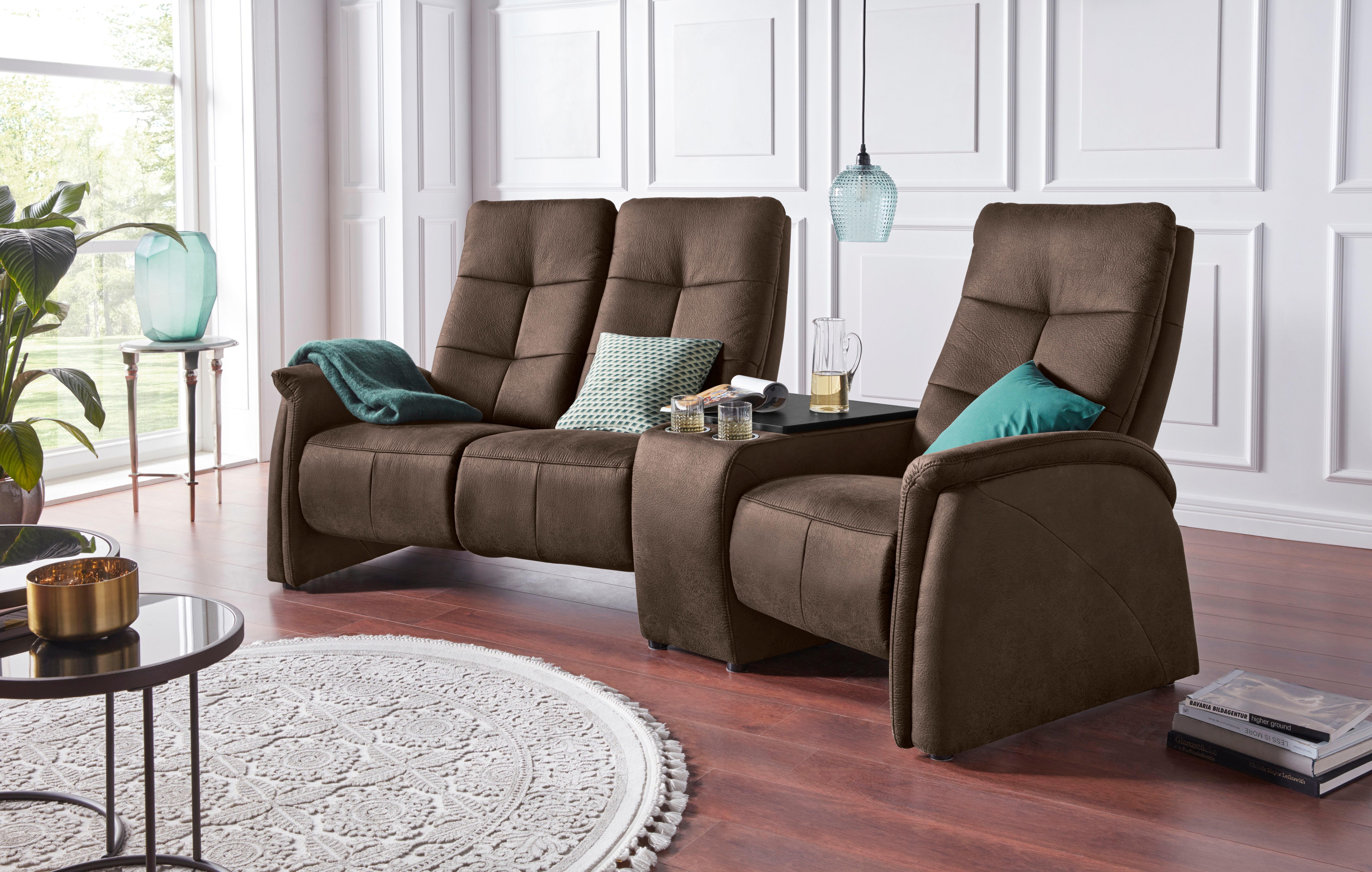 exxpo - sofa fashion 3-Sitzer Tivoli, Kinosofa mit Relaxfunktion, mit Ablagetisch und Stauraum, bequem und komfortabel, hohe Rückenlehne