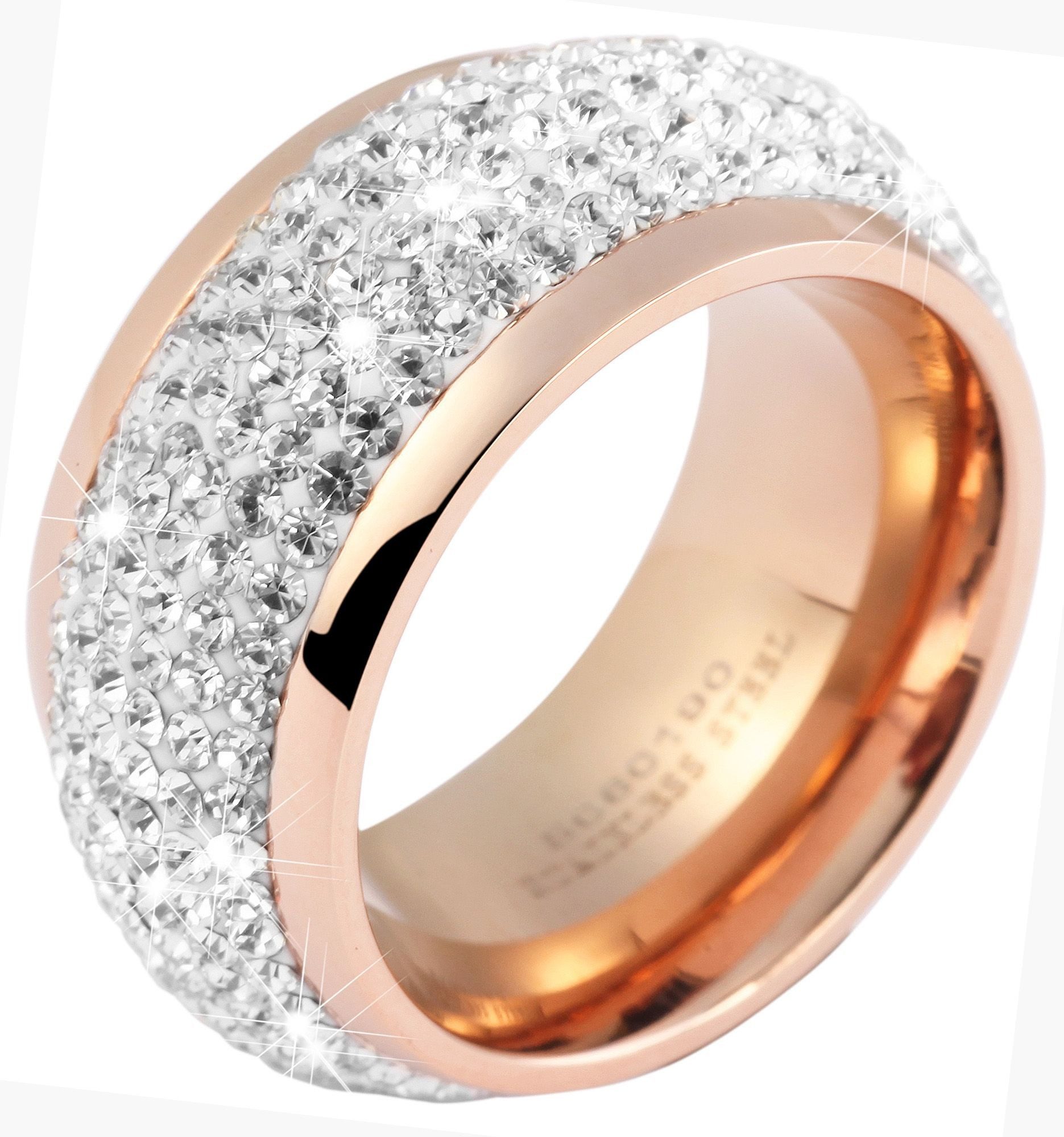 AKZENT Fingerring Clodia rosé Edelstahl roségold Damen, Damen Ring günstig online kaufen