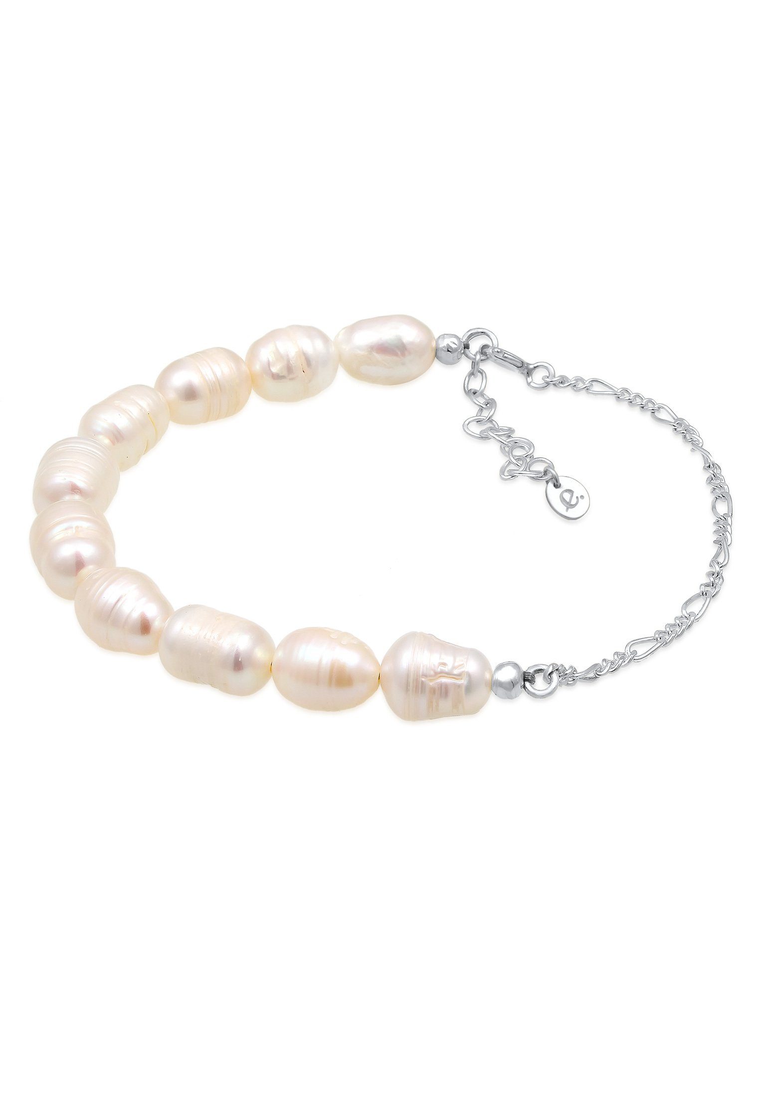 Elli Premium Perlenarmband Figaro Barock Süßwasserzuchtperle 925er Silber