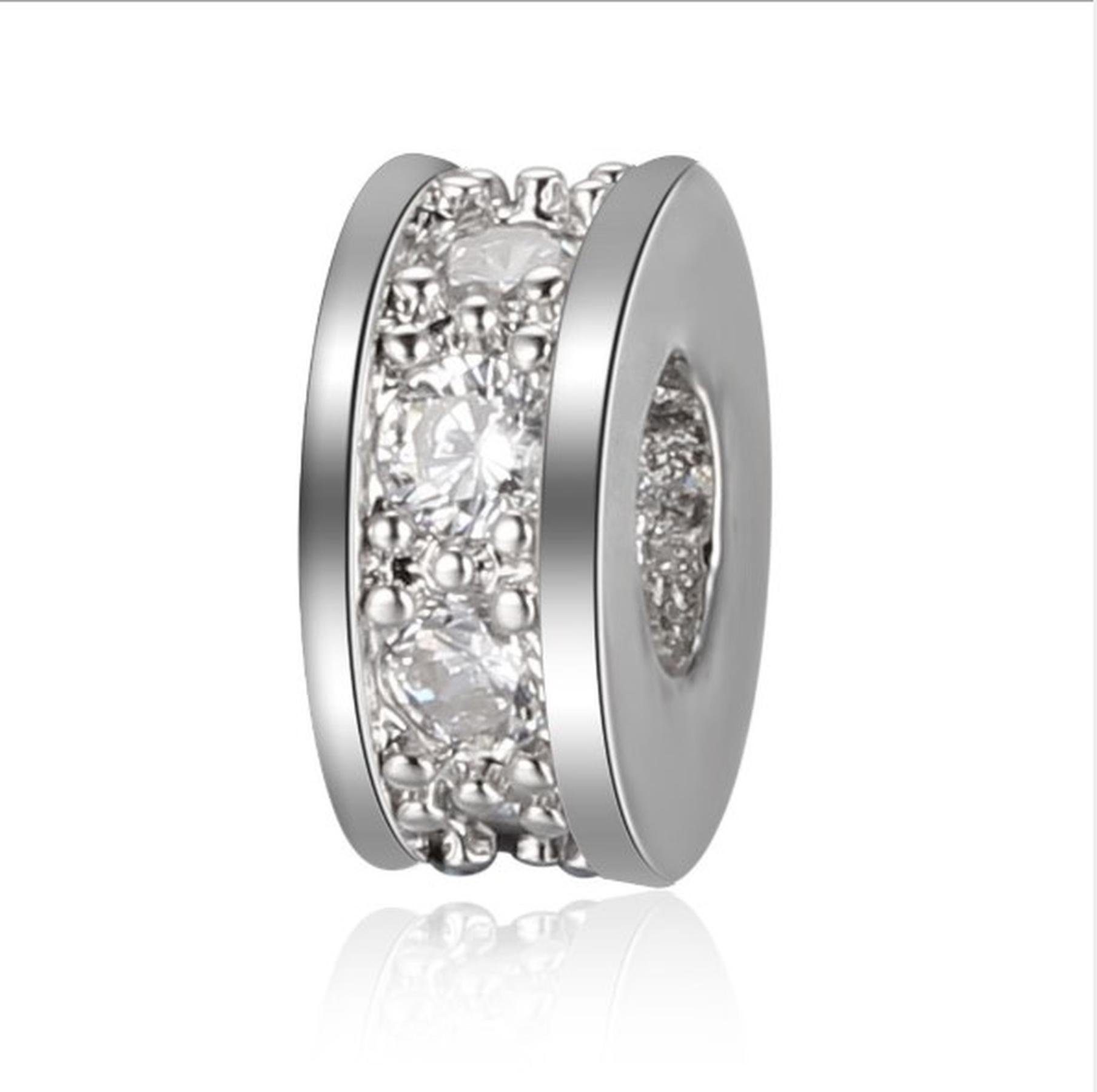 Kopper-24 Bastelperlen Schmuck-Perlen 5 Stück, Charm Spacer Beads für Armbänder glitzernd, 3x