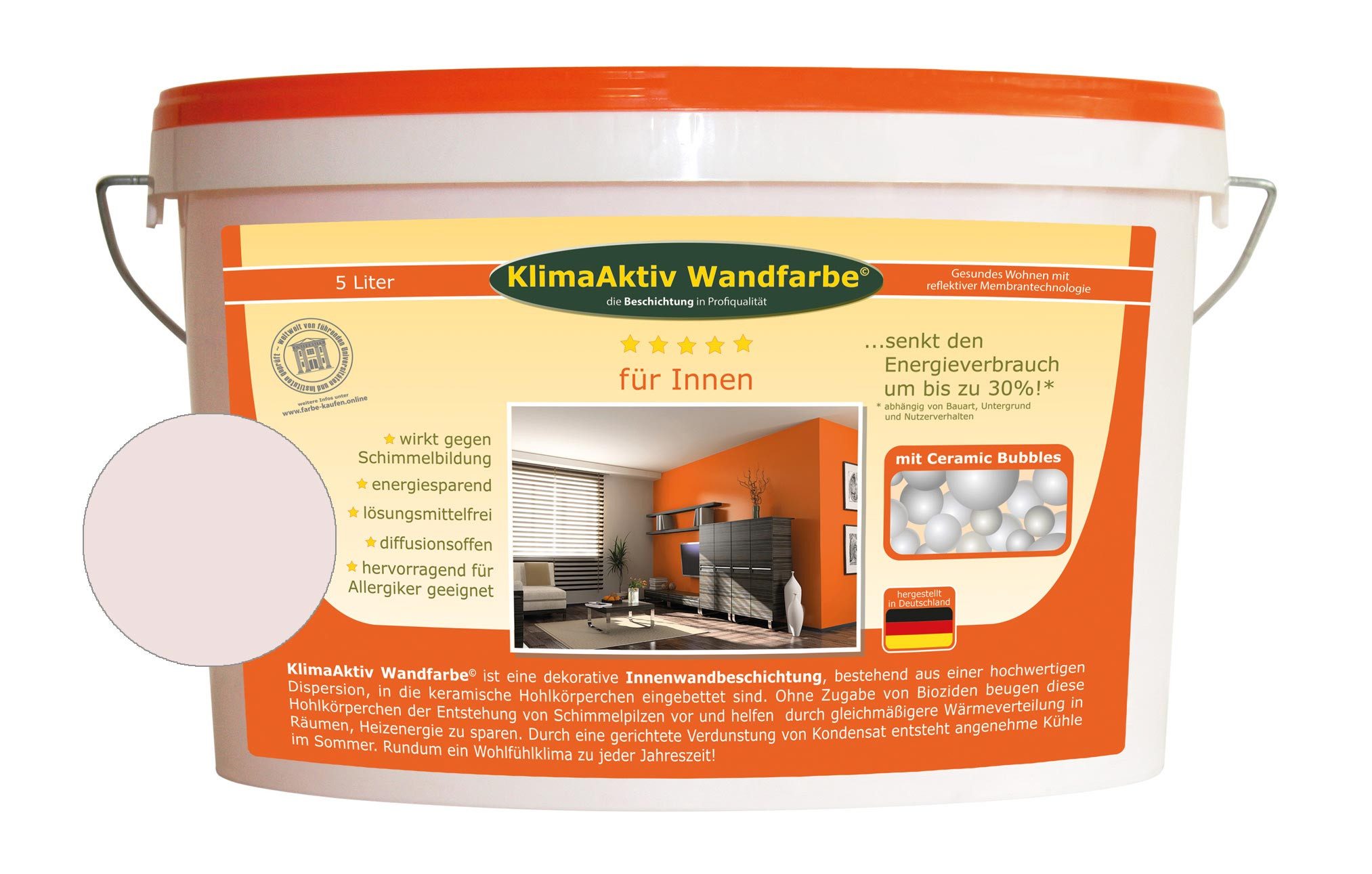 KlimaAktiv Wandfarbe Wandfarbe, Energiesparfarbe, VOC-arm, matt