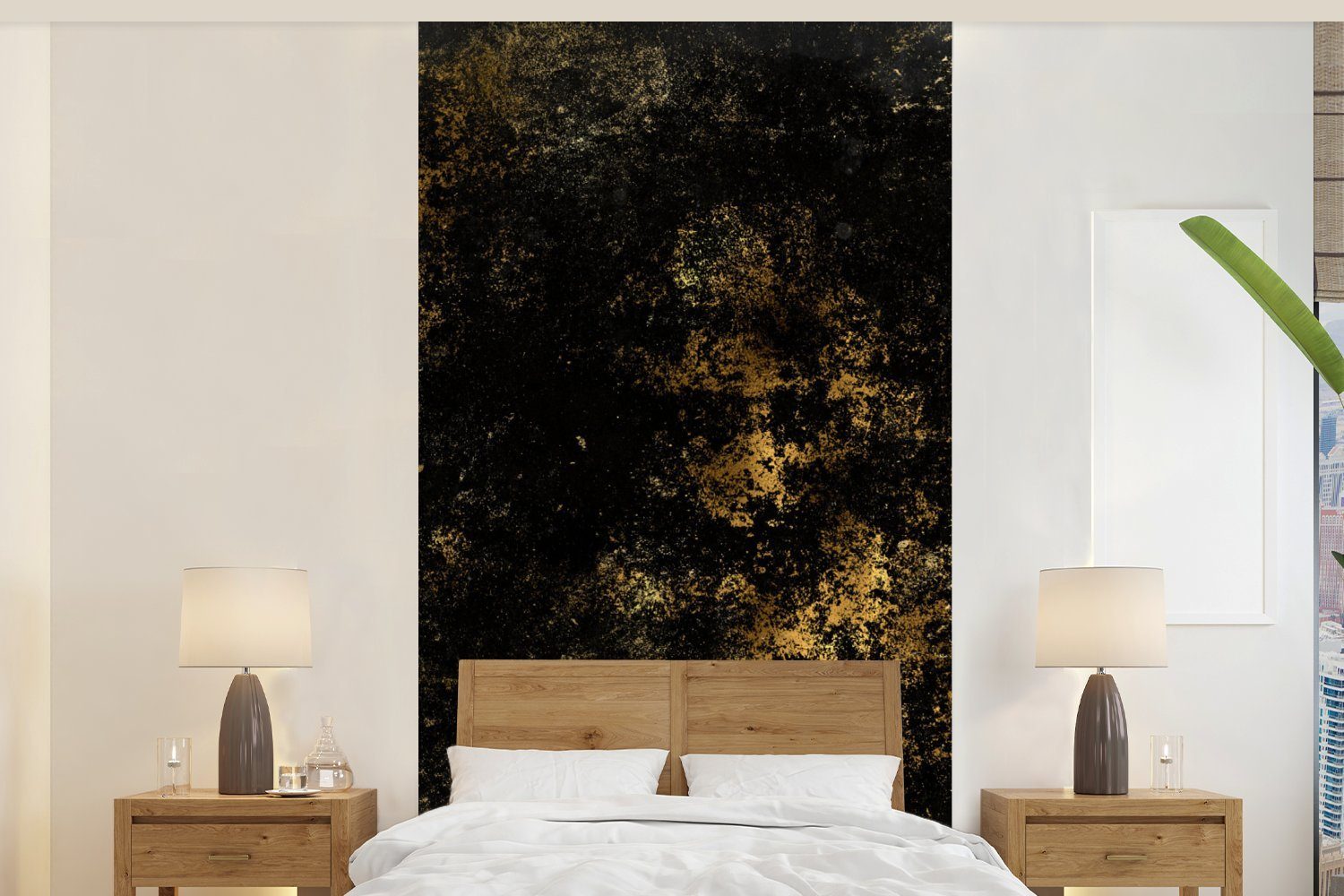 MuchoWow Fototapete Gold - Luxus - Farbe, Matt, bedruckt, (2 St), Vliestapete für Wohnzimmer Schlafzimmer Küche, Fototapete