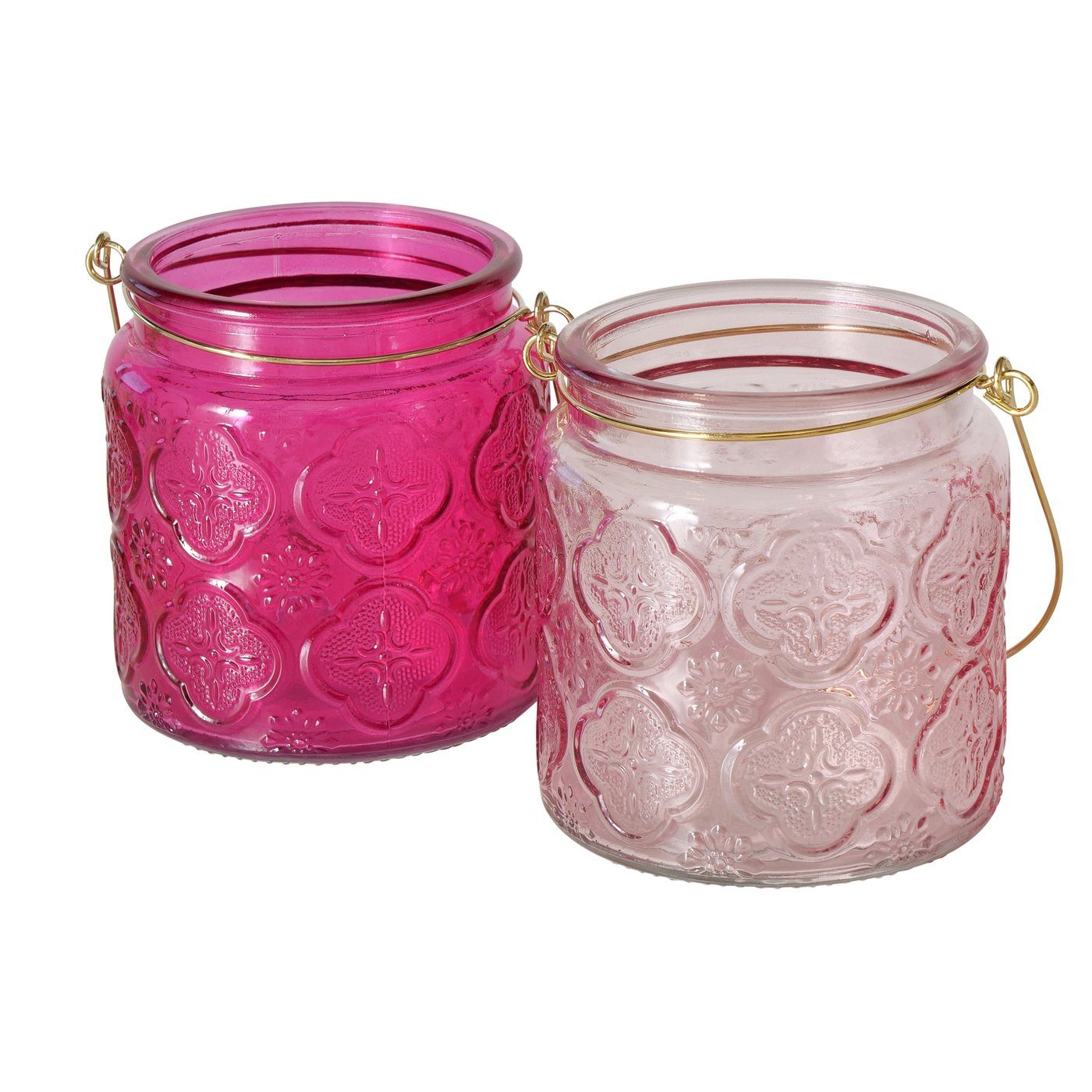BOLTZE Windlicht 2er Set Teelichthalter Glas 11cm Kerzenständer & Windlichter als Rosa (2 St), aus Glas