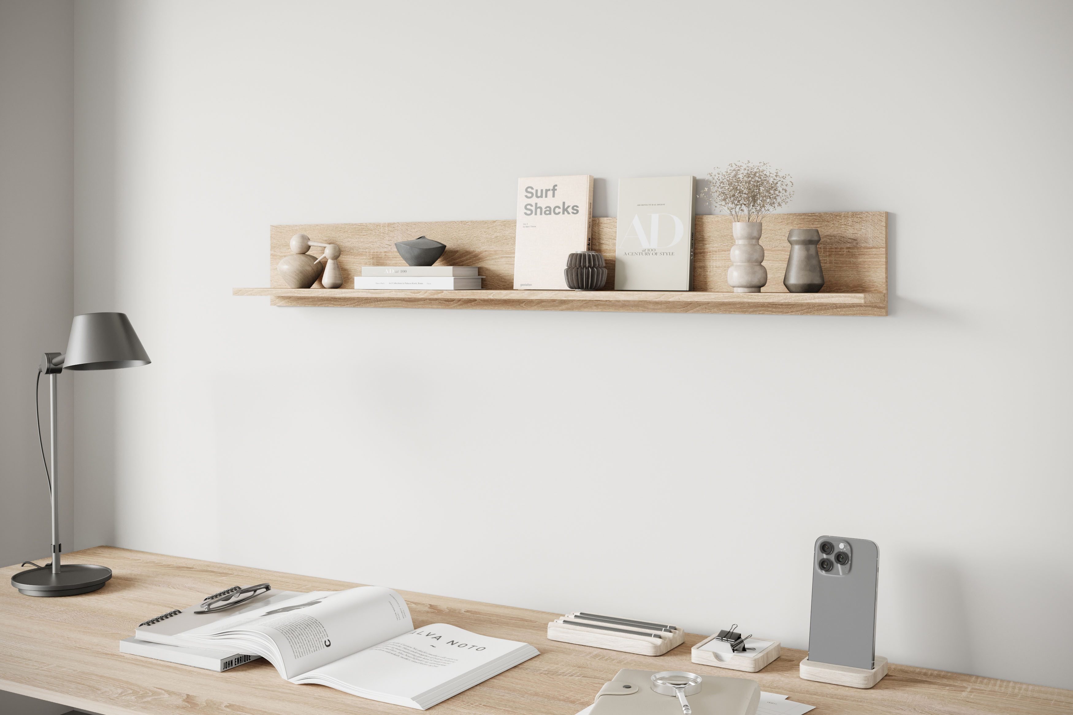 Home affaire Wandboard Wandregal Vera, 1-tlg., ideal für Deko & Bücher, 138x23x18 cm, hängend