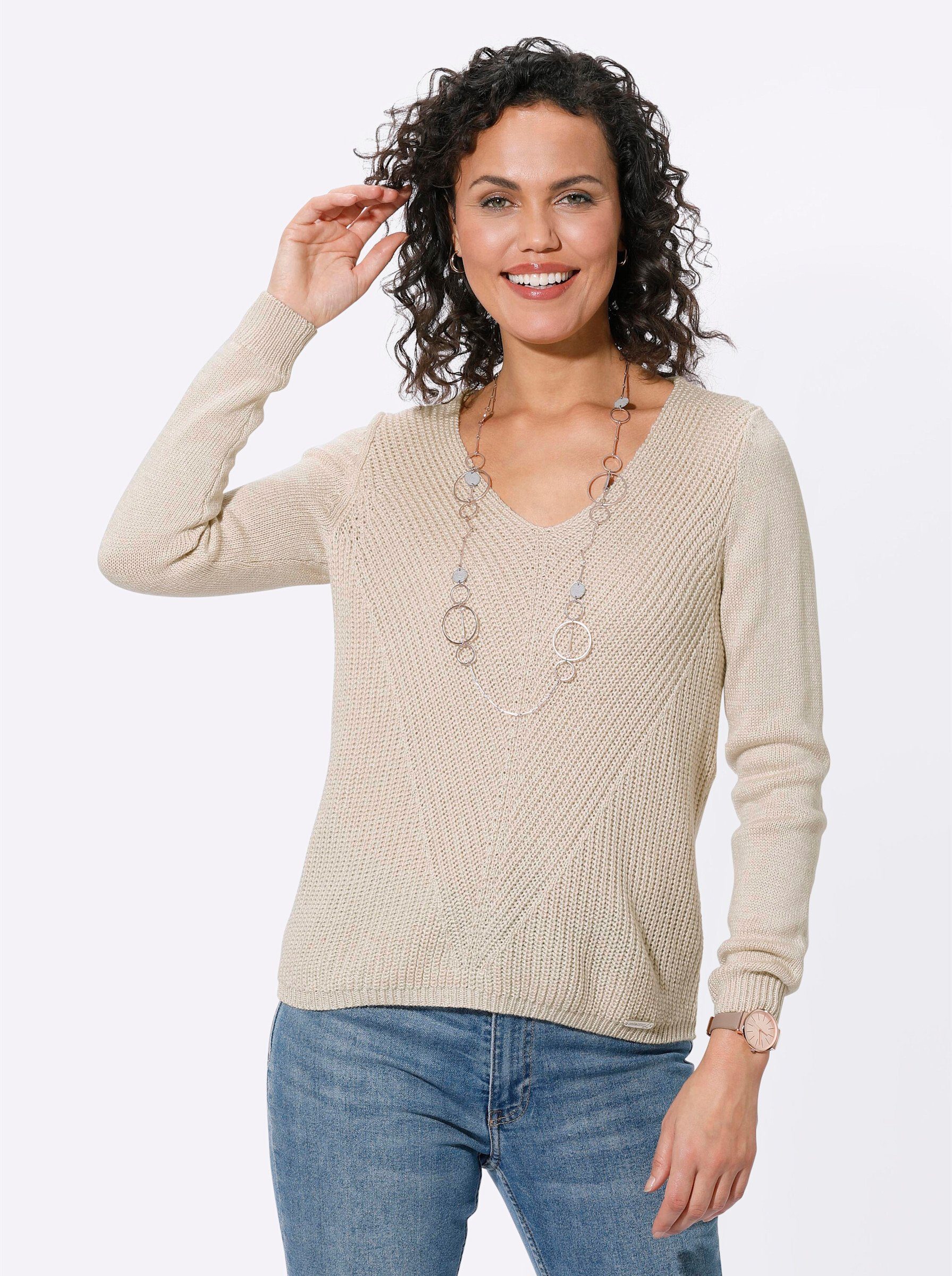 Strickpullover Pullover Langarm Rippoptik, Jersey
