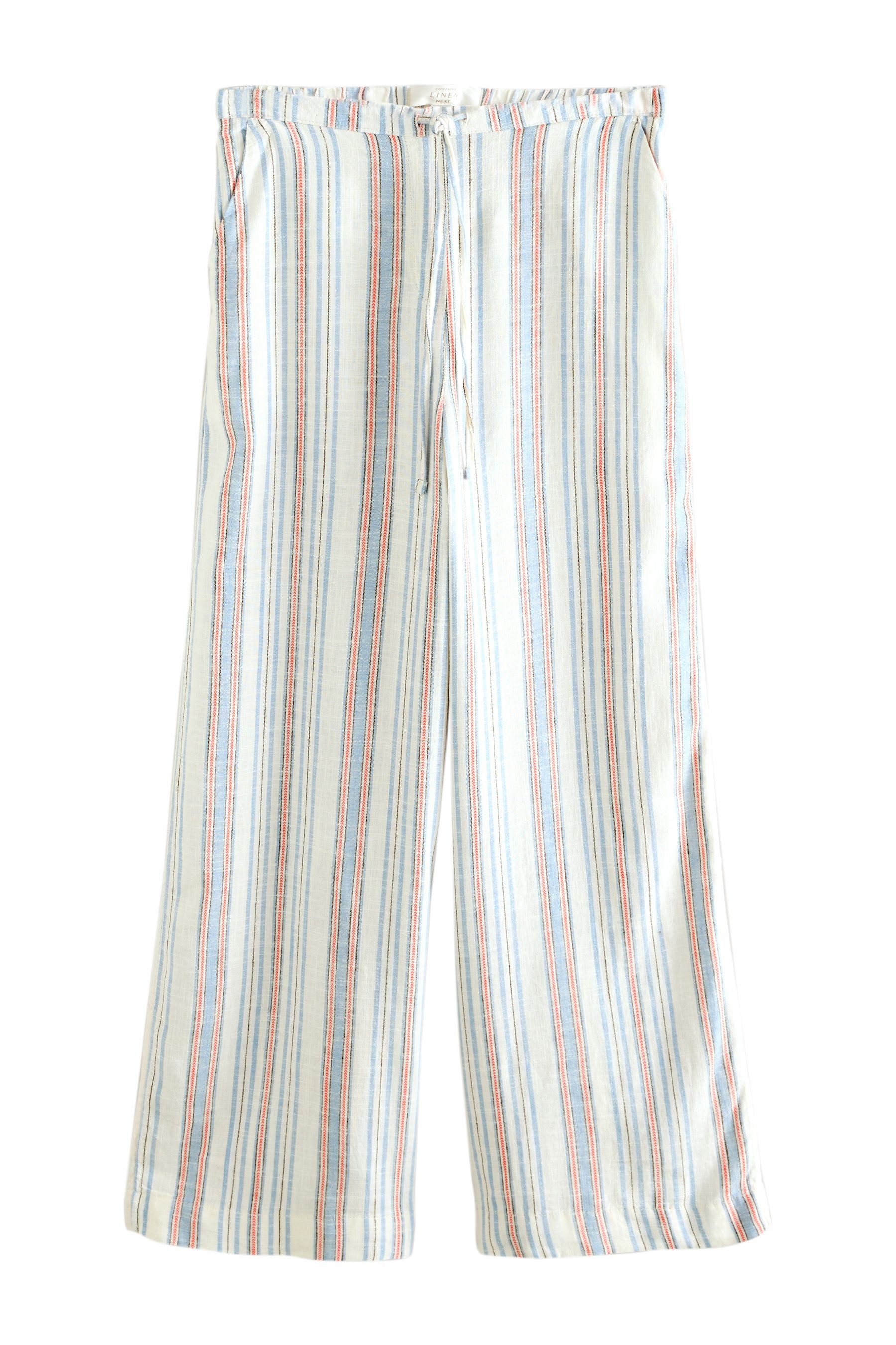Stoffhose Hose aus Leinenmischung mit weitem Bein