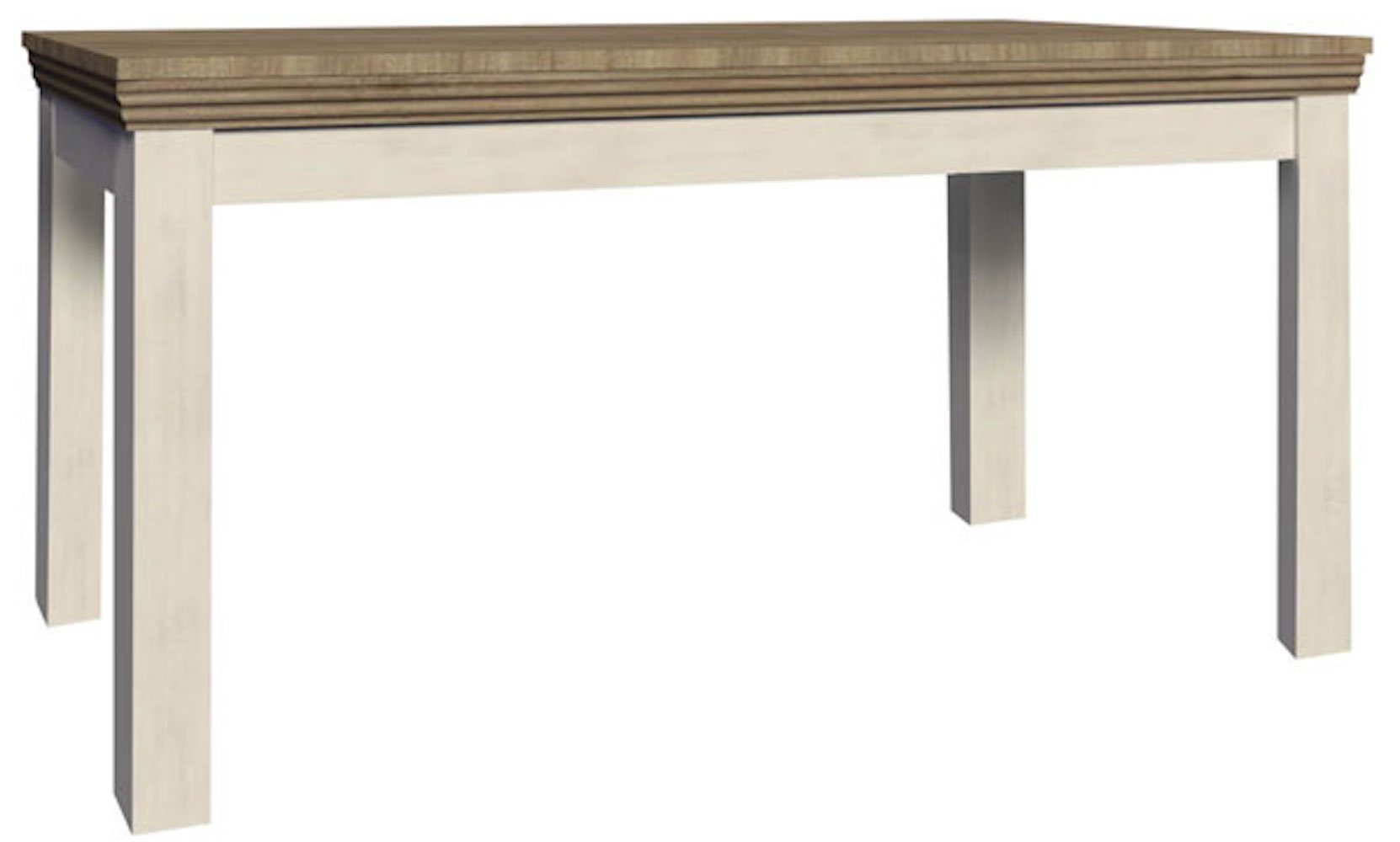 Feldmann-Wohnen Esstisch Royal (1-St), 160x90cm Pinie skandinavisch weiß Wildeiche Landhaus-Stil