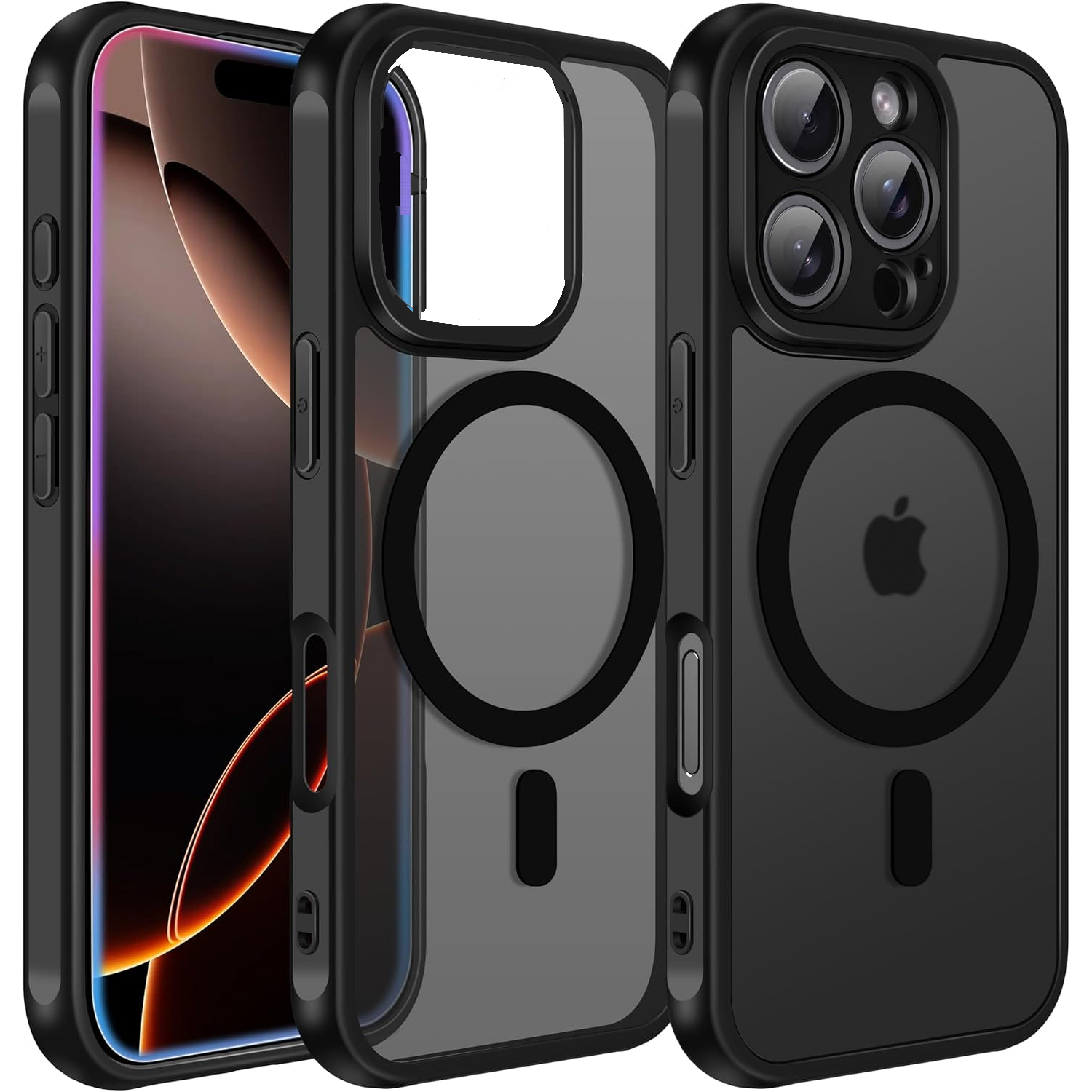 Futurea Smartphone-Hülle iPhone Hülle Schwarz MagSafe Case Frosted-Black, für iPhone 17 Air, iPhone 17 Pro, iPhone 17 Pro Max & iPhone 16