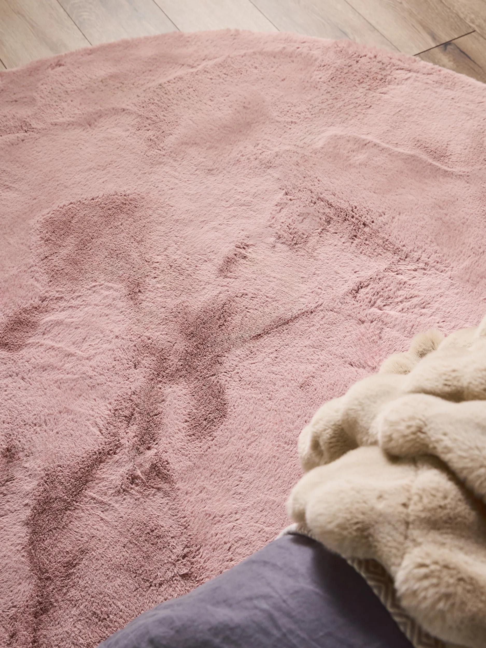 benuta Fellteppich Dave, rund, Höhe: 21 mm, Teppich Wohnzimmer, Schlafzimmer, Esszimmer, Flur, Kunstfaser, Cozy