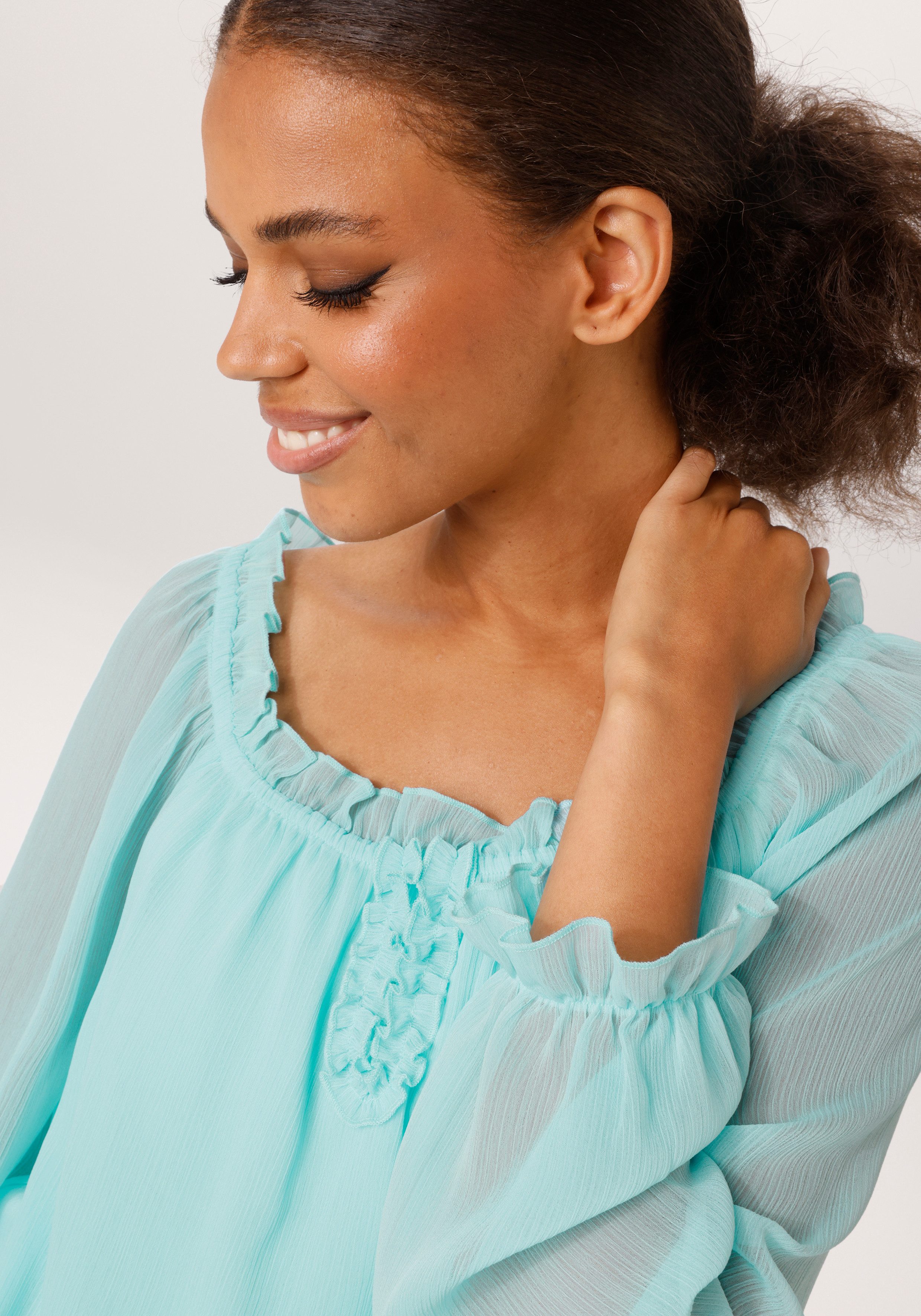 Aniston CASUAL Schlupfbluse aus strukturiertem Chiffon - NEUE KOLLEKTION