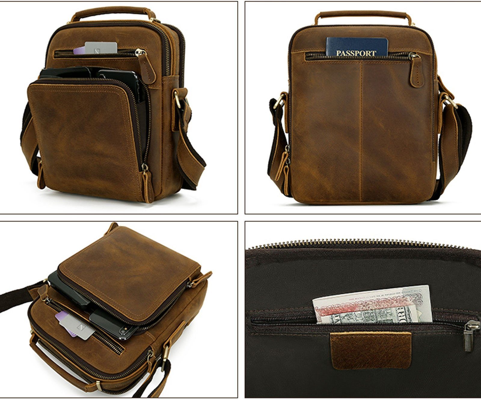 REDOM Umhängetasche Henkeltasche Handtasche Leder Tragetasche Aktentasche günstig online kaufen