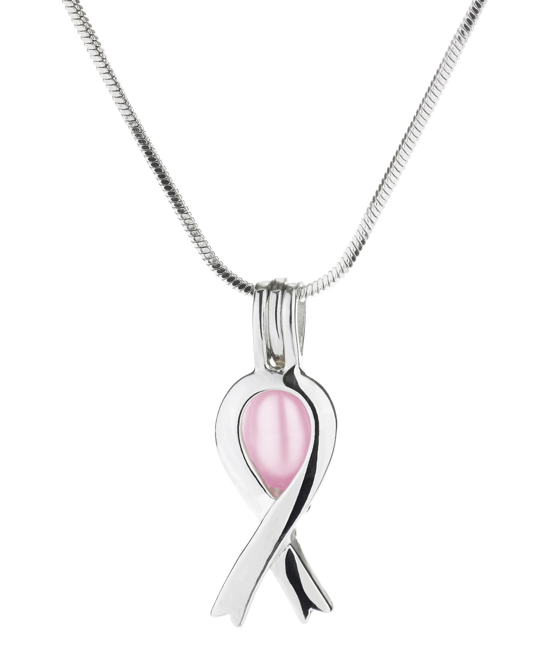 BRUBAKER Perlenketten-Set Gesundheits-Wunschperle Alles Gute! (4-tlg., Geschenkset mit Silberkette und Muschel), Schleifen-Anhänger Halskette - echter Perle - Symbol für Solidarität