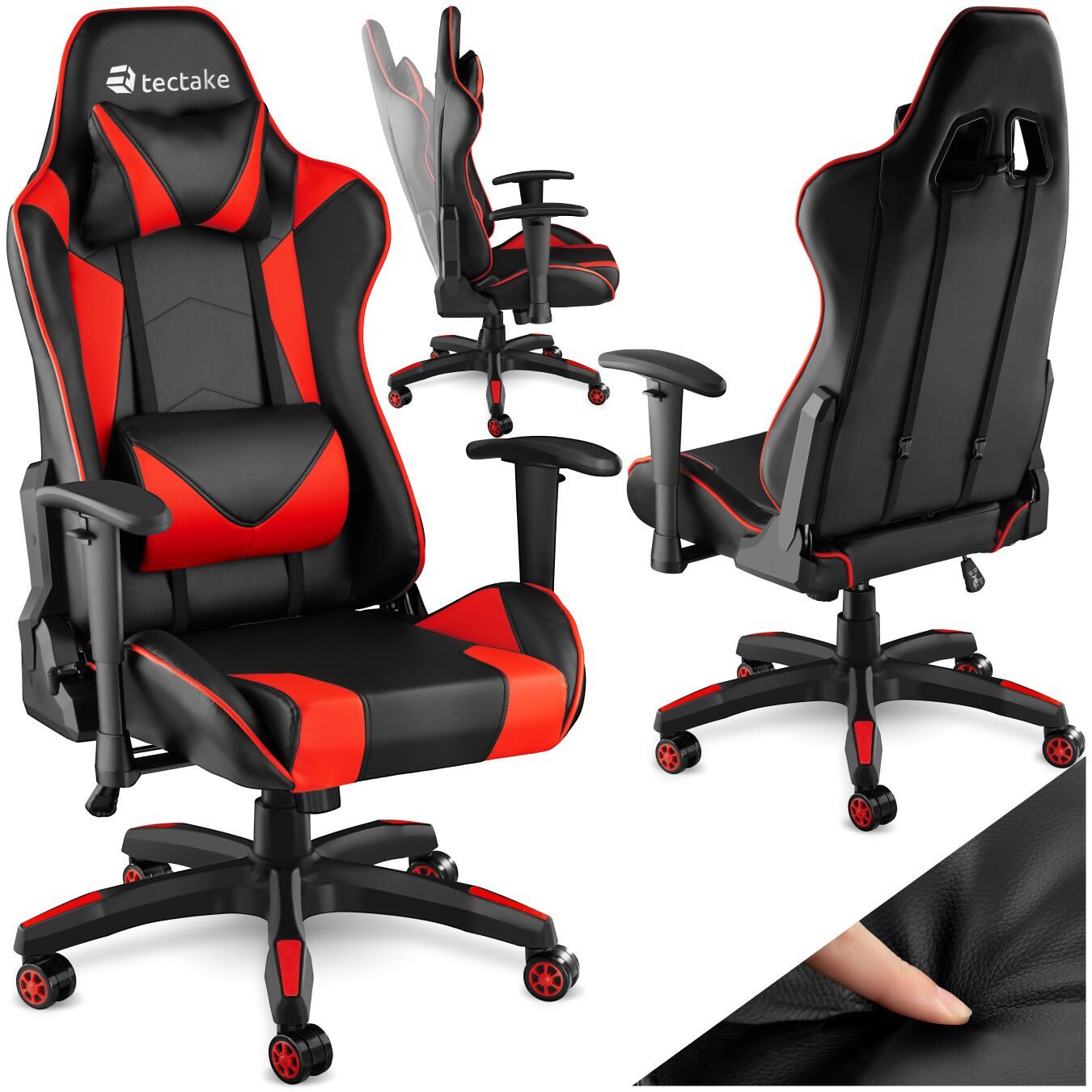 tectake Gaming-Stuhl Racing Gaming Stuhl (Set, 1 St), Dicke Polsterung für komfortables Sitzen