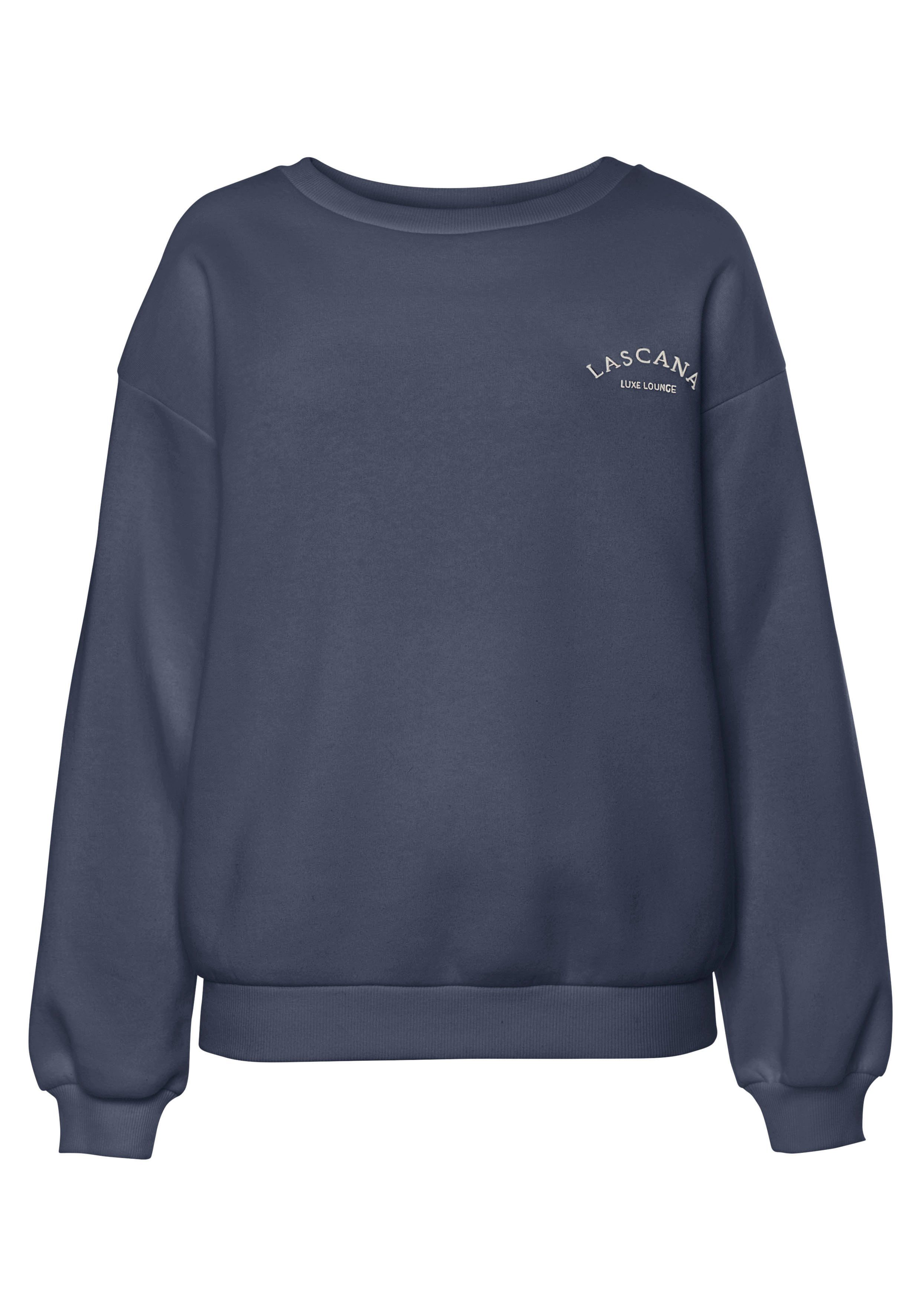 weiten mit Ärmeln, anthrazit LASCANA Loungewear, Loungeanzug Sweatshirt -Pullover