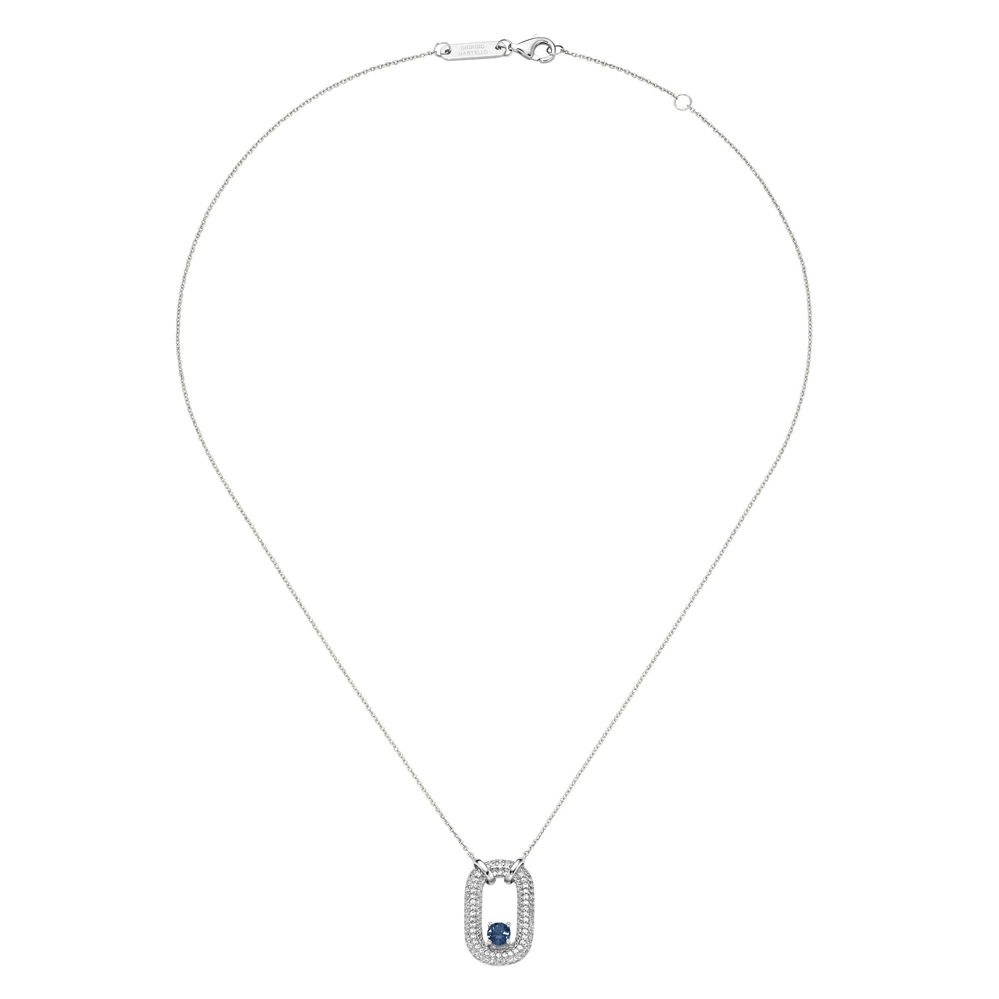 GIORGIO MARTELLO MILANO Collier mit Zirkonia und Kristallstein, Silber 925