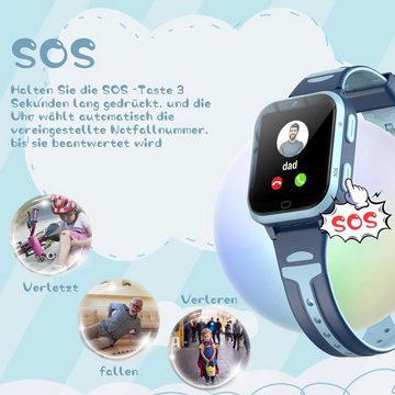 fitonyo Smartwatch (Android iOS), Kinder mit GPS Telefon Uhr für 4G Anrufe, Nachrichten Schulmodus WiFi