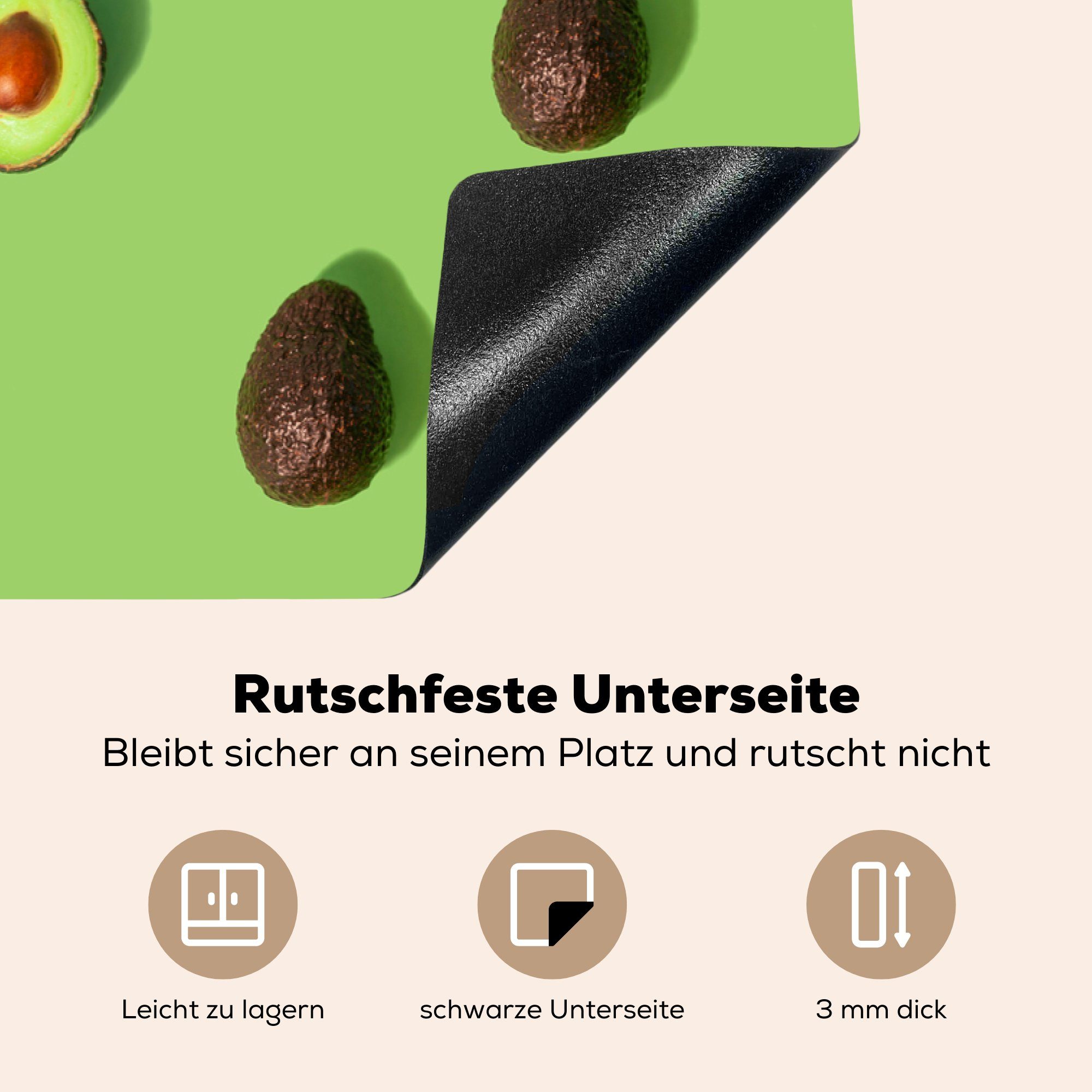 Avocado-Kollektion, tlg), die Herdblende-/Abdeckplatte (1 81x52 Induktionskochfeld cm, Vinyl, MuchoWow Schutz für Ceranfeldabdeckung küche,