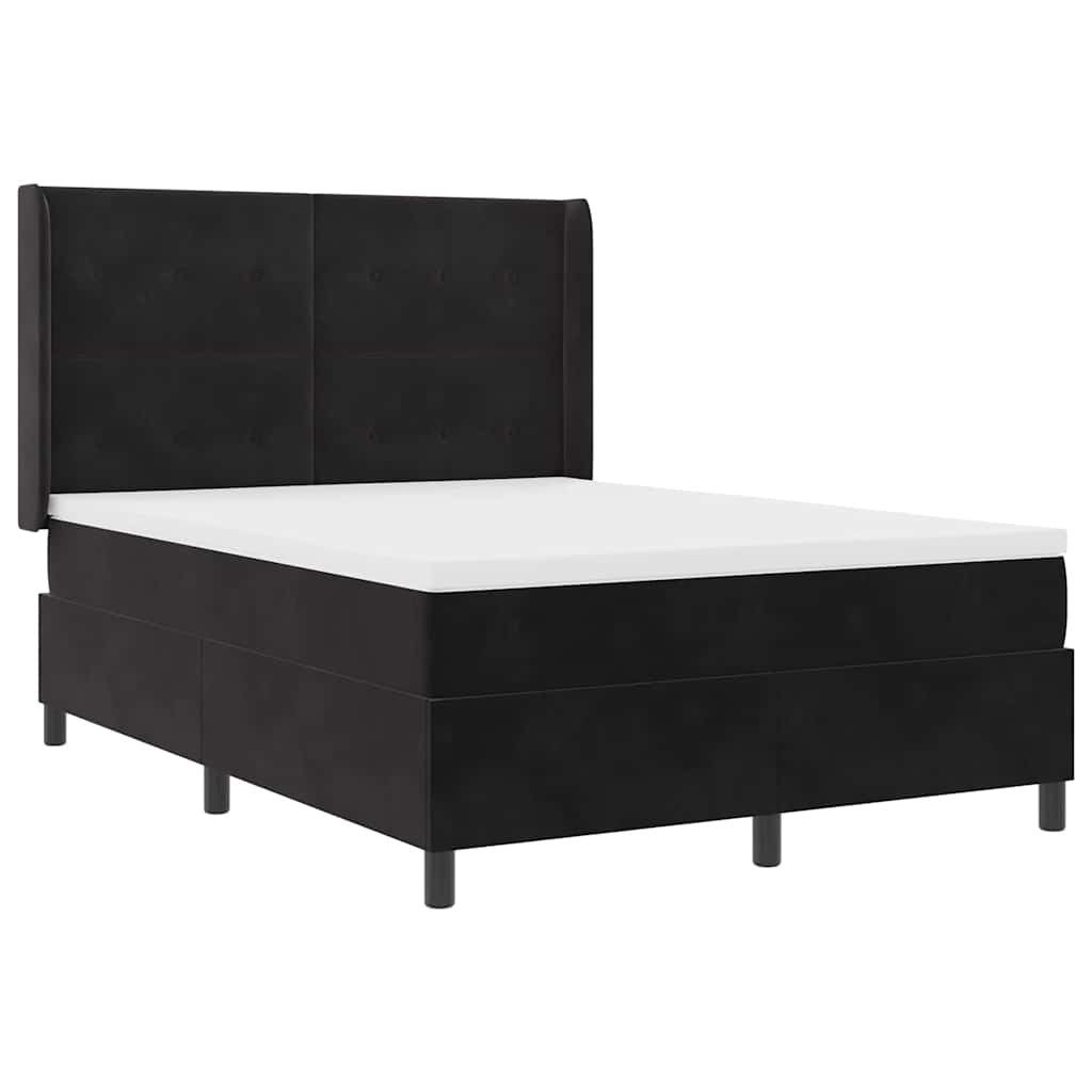 Bett Boxspringbett mit LED-Lichtleisten Schwarz 140 x 200 cm Samt