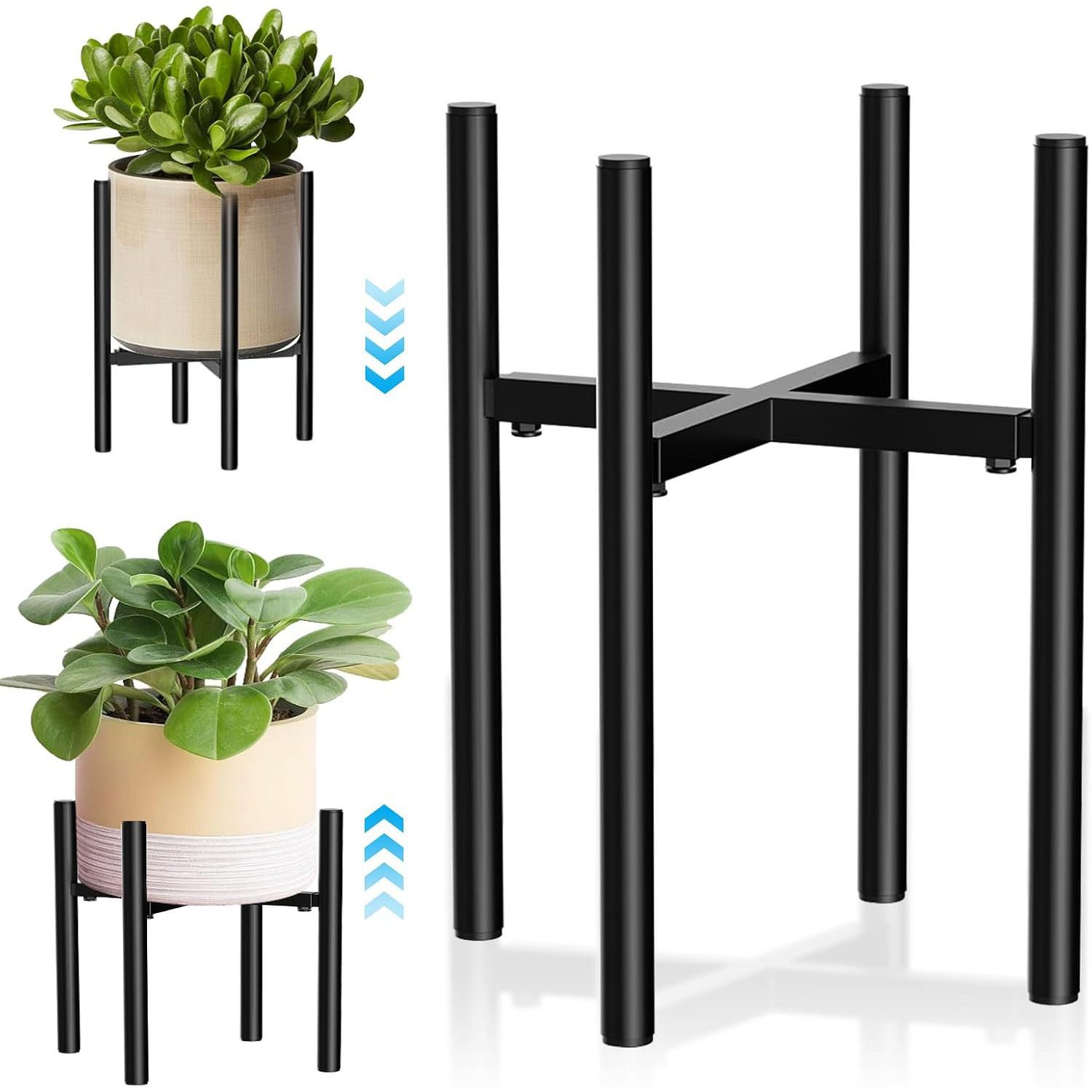 SURFOU Blumenständer Verstellbarer Pflanzenständer für Innen Außenbereich aus Metall, für Draußen Innen,Pflanzenhocker Pflanzenregal für Balkon,Garten Usw