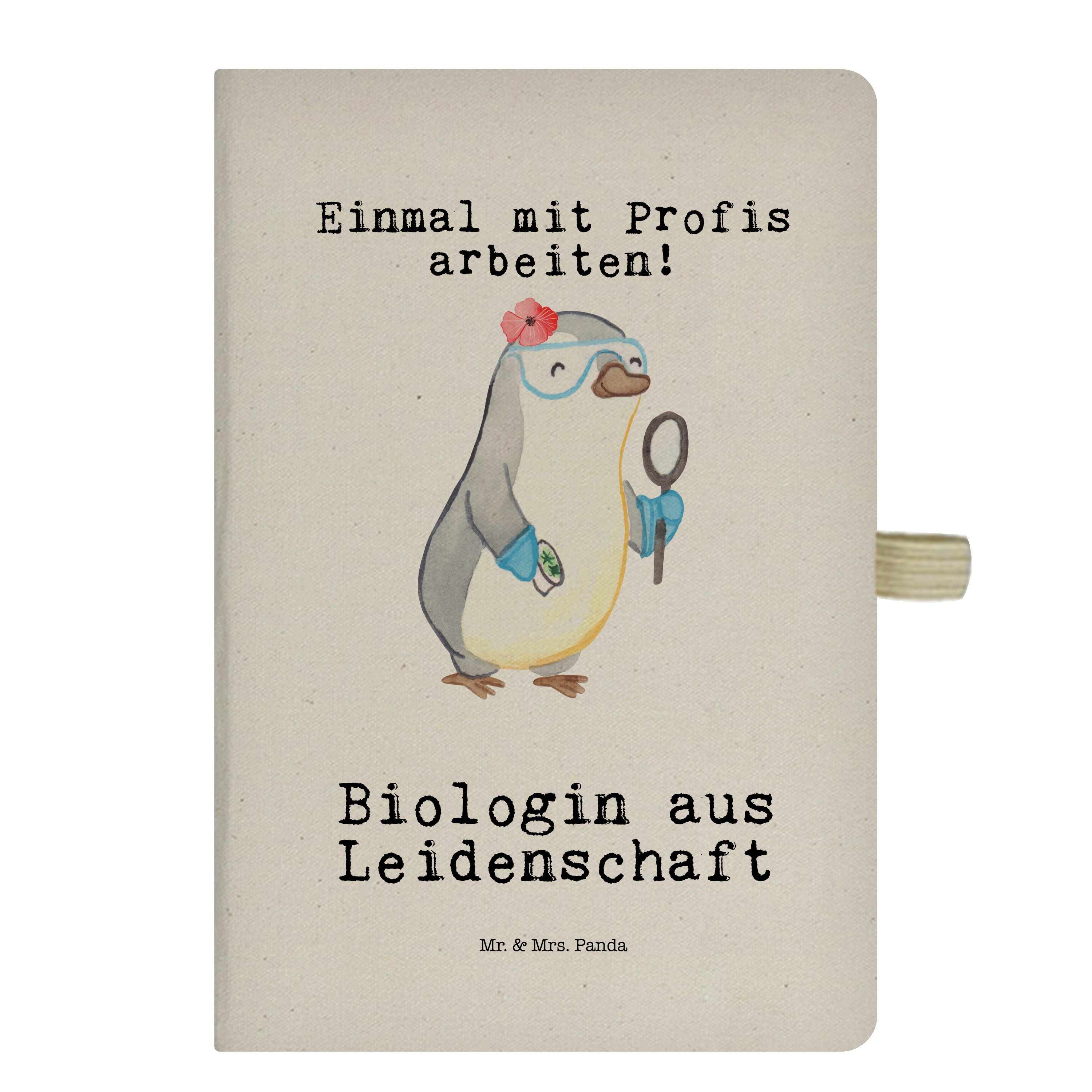 Mr. & Mrs. Panda Notizbuch Biologin aus Leidenschaft - Transparent - Geschenk, Kollegin, Schreib Mr. & Mrs. Panda
