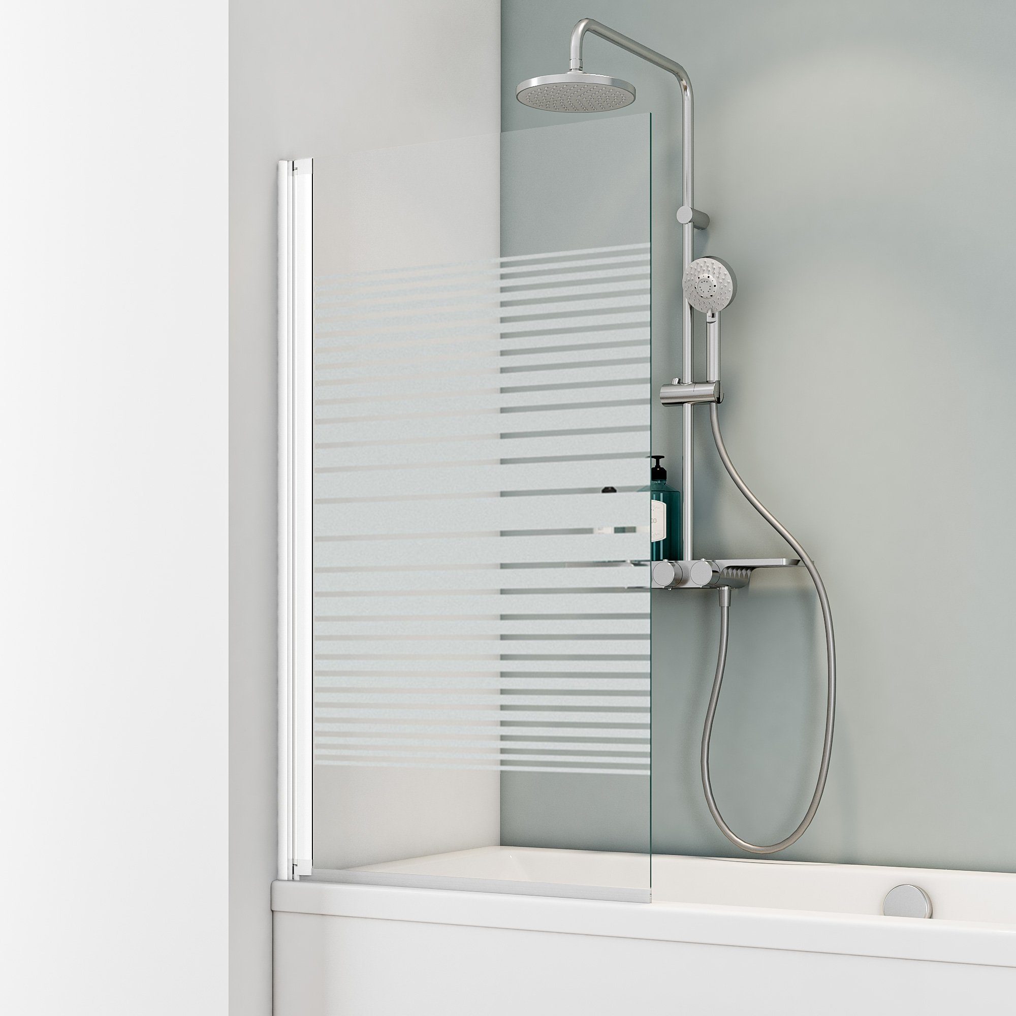Schulte Badewannenfaltwand 70 x 130 cm pendelbar, Sicherheitsglas, (1 tlg), Dekor Querstreifen Duschwand Badewanne