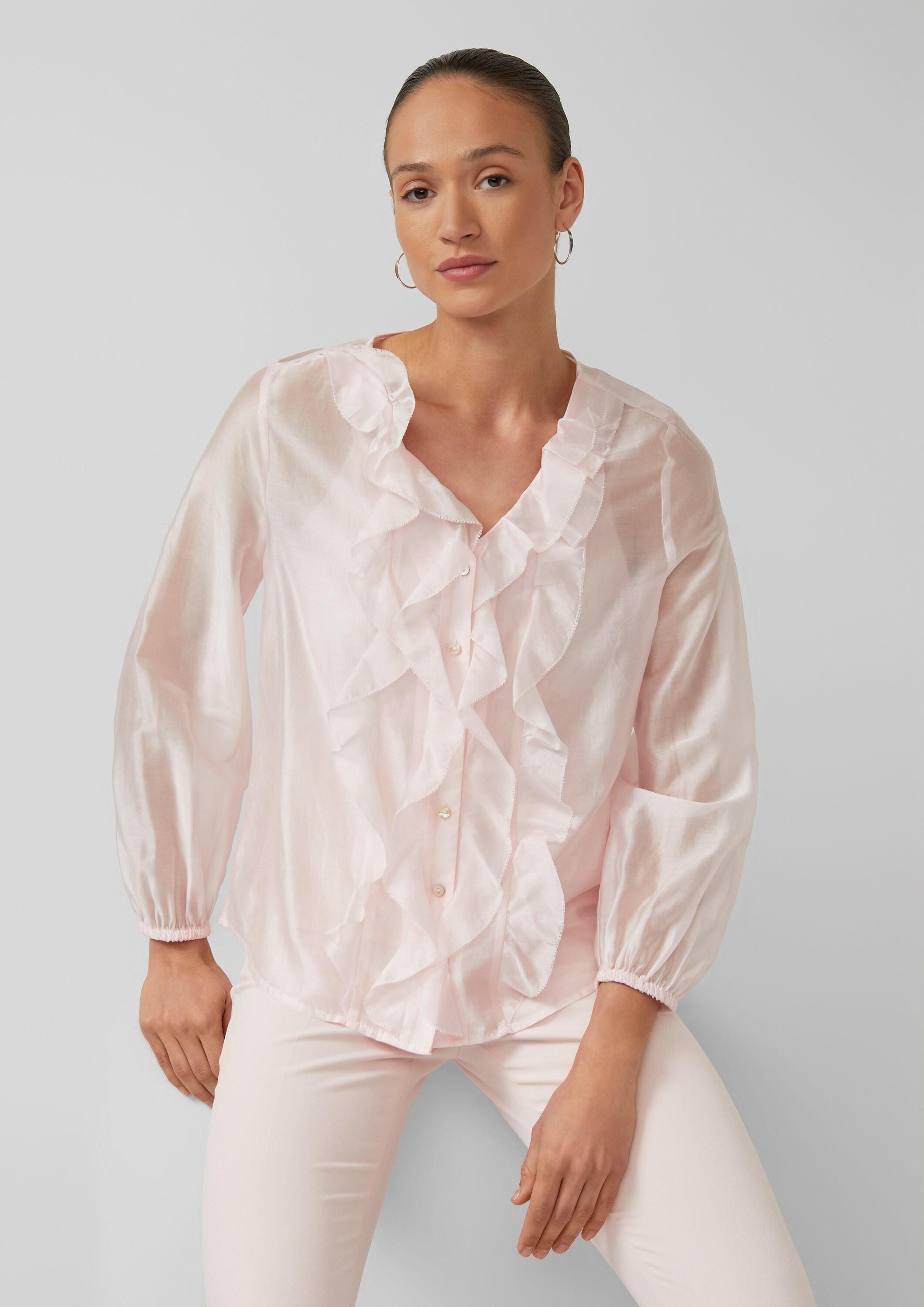 s.Oliver Langarmbluse Bluse Luftige Lyocell-Bluse mit Volants