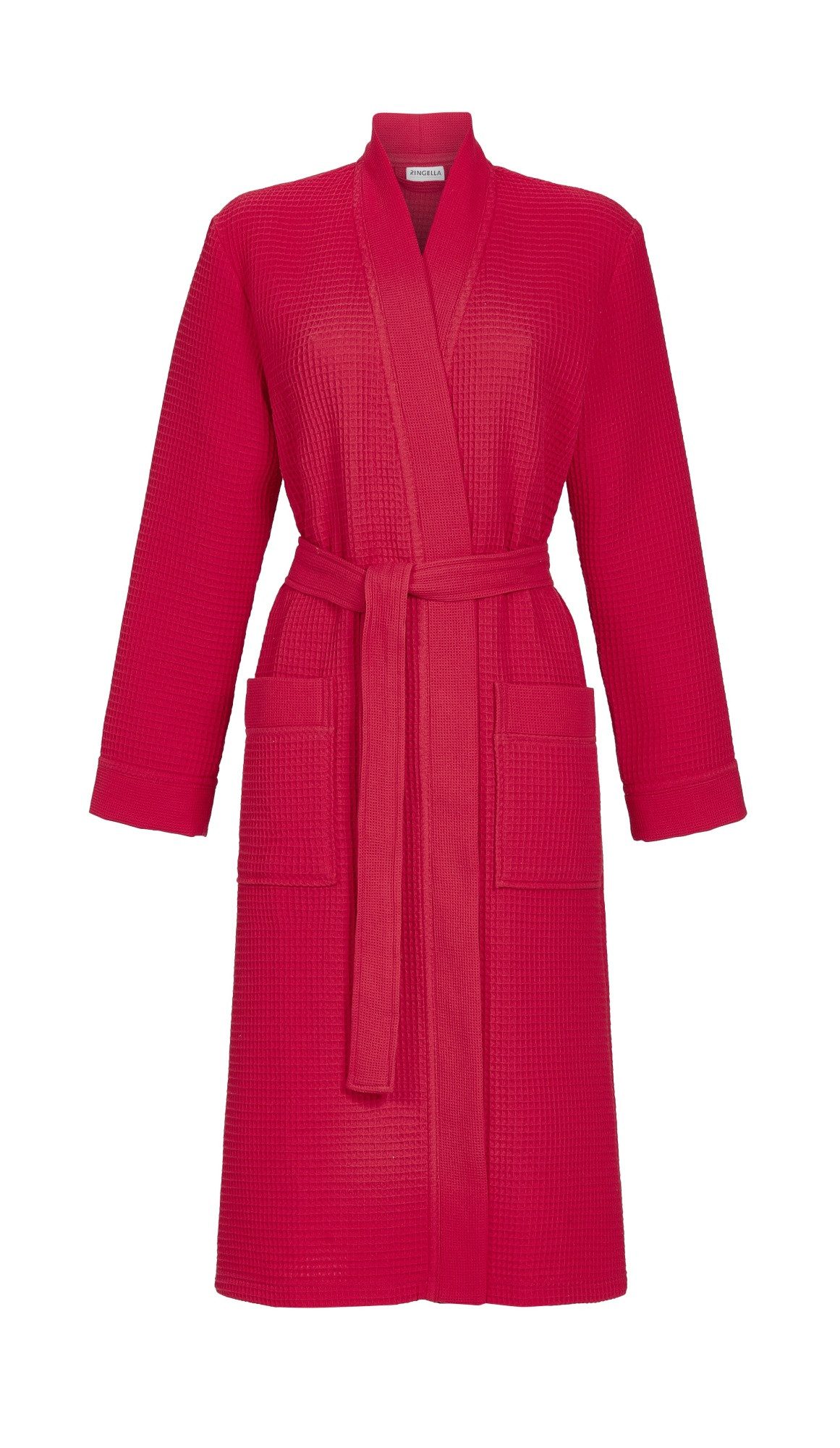Ringella Unisex-Bademantel aus reiner Baumwolle in Piqué-Qualität, mit Bindegürtel, Baumwolle, Kimono-Kragen, Gürtel, formstabil & pflegeleicht