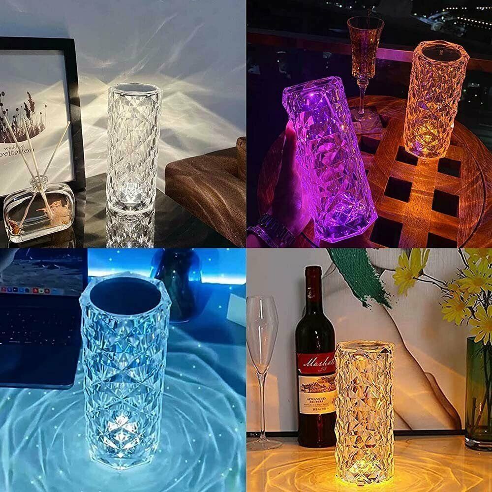Fangqi Nachtlicht 16-Farben LED Kristall Tischlampe, Touch