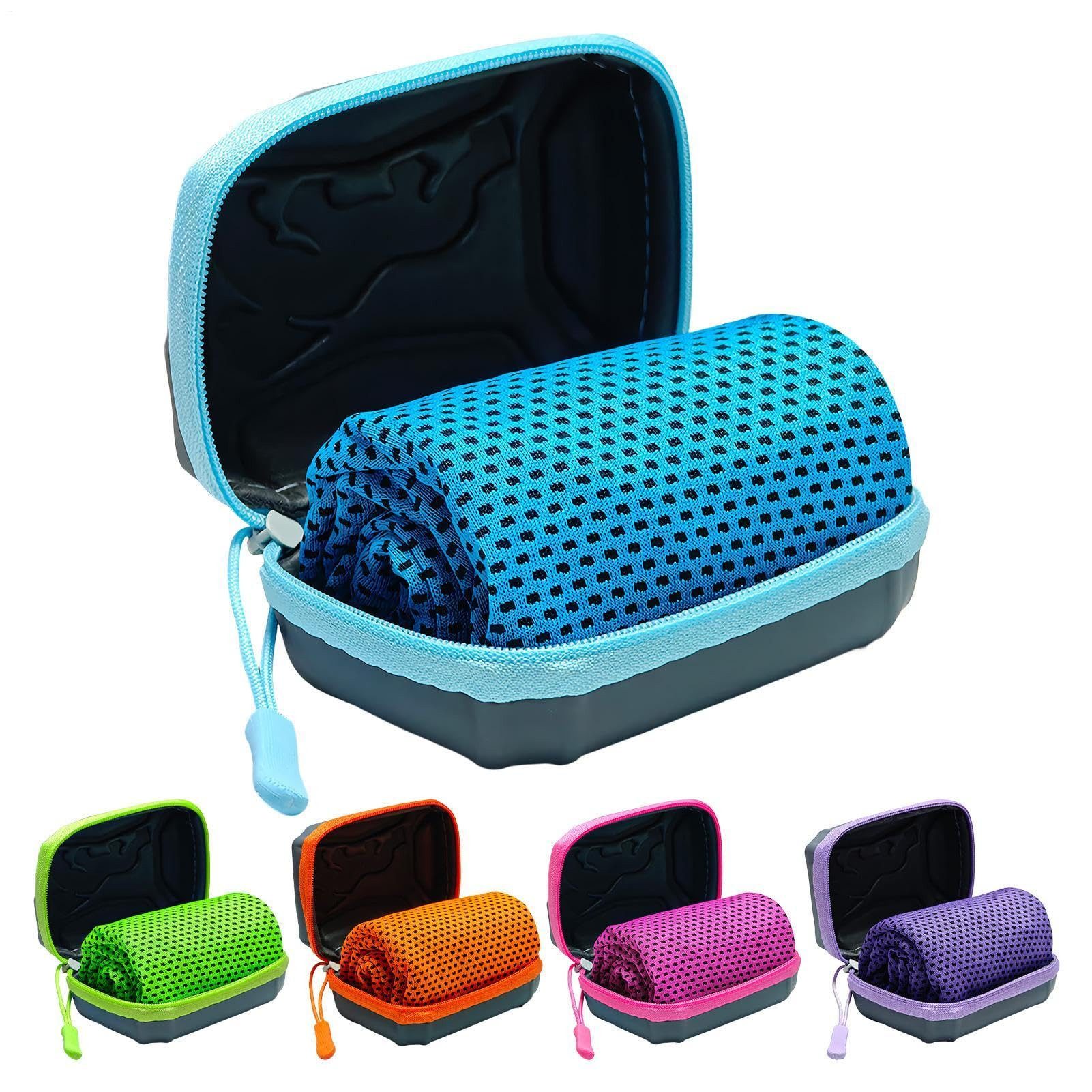 Diwzbyn Sporthandtuch Kühltuch Mit Aufbewahrungsbox,Kühlendes Handtuch, (5-St), Kühltücher Für Den Nacken,Cooling Towel,Schnelltrocknende Kühlhandtuch
