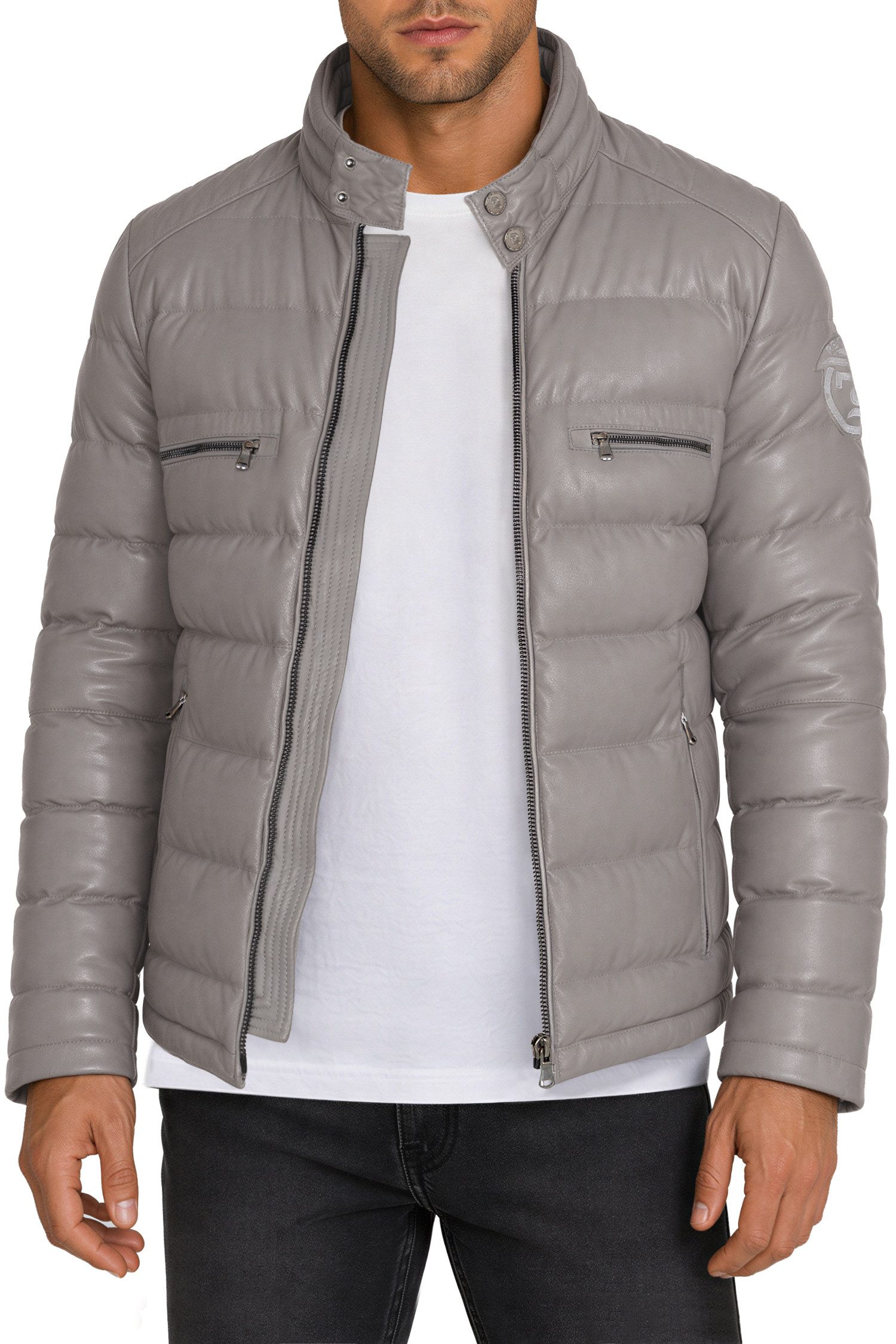 Reichstadt Bomberjacke Herren Regular Fit Jacke Echtleder 19RS016 Zweiwege-Reißverschluss