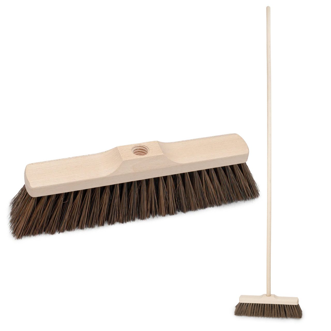Prima-Online Staubbesen Holz Besenkopf Hausbesen 22 mm Gewinde, mit Stiel, Breit