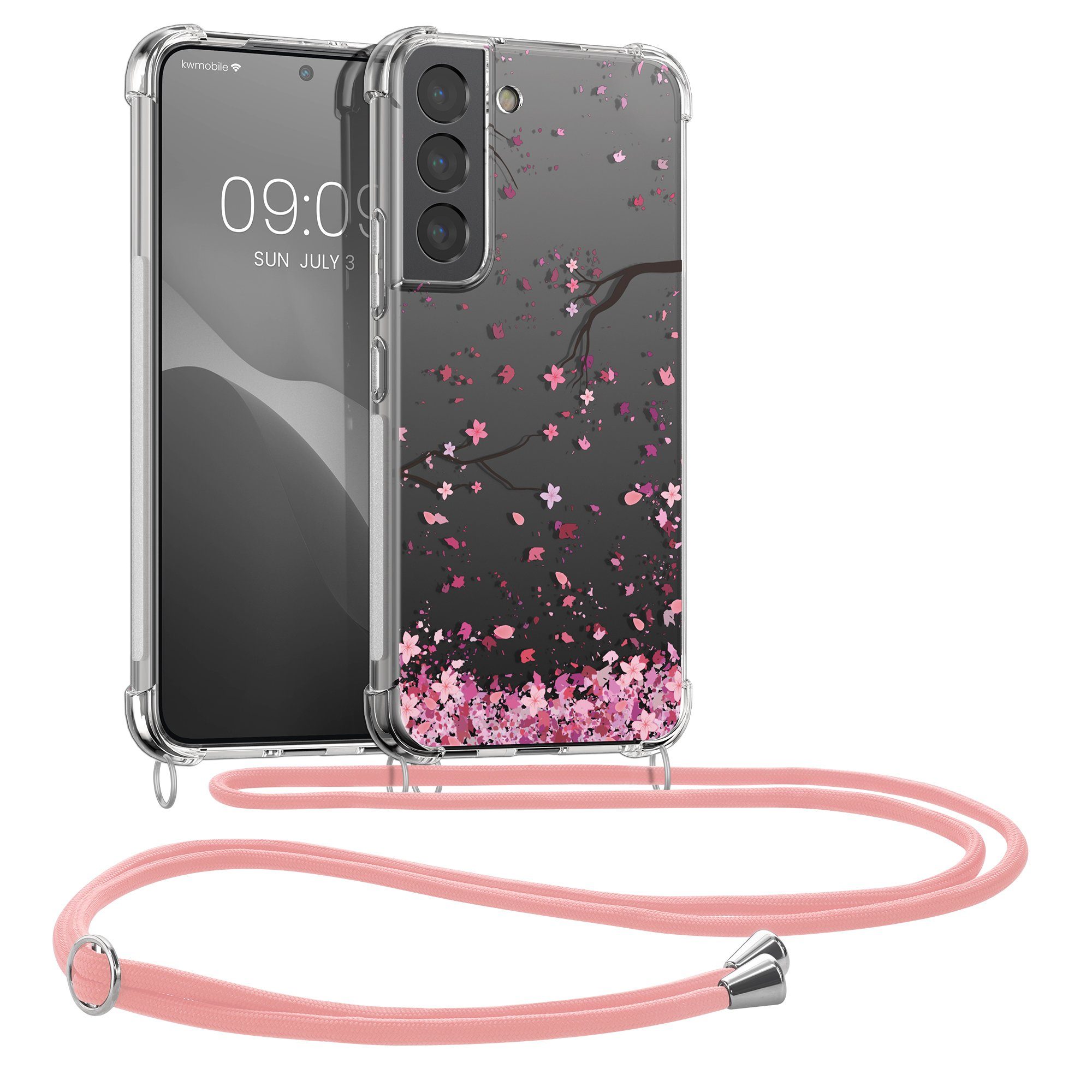 kwmobile Handyhülle Hülle für Samsung Galaxy S22, Silikon Handyhülle mit Kette - Handykette Handyband