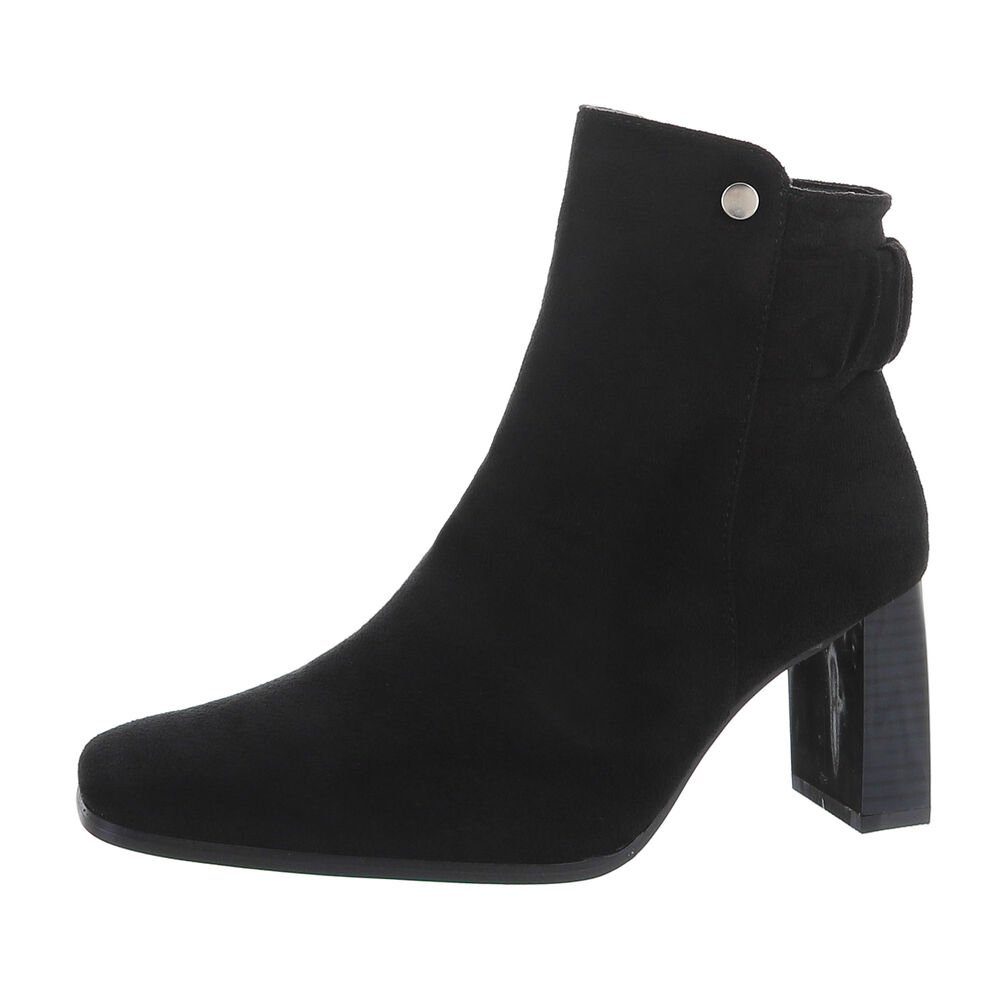 Ital-Design Elegant High-Heel Blockabsatz Stiefelette Schwarz in Stiefeletten Damen