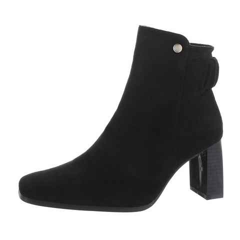 Ital-Design Damen Elegant Stiefelette Blockabsatz High-Heel Stiefeletten in Schwarz